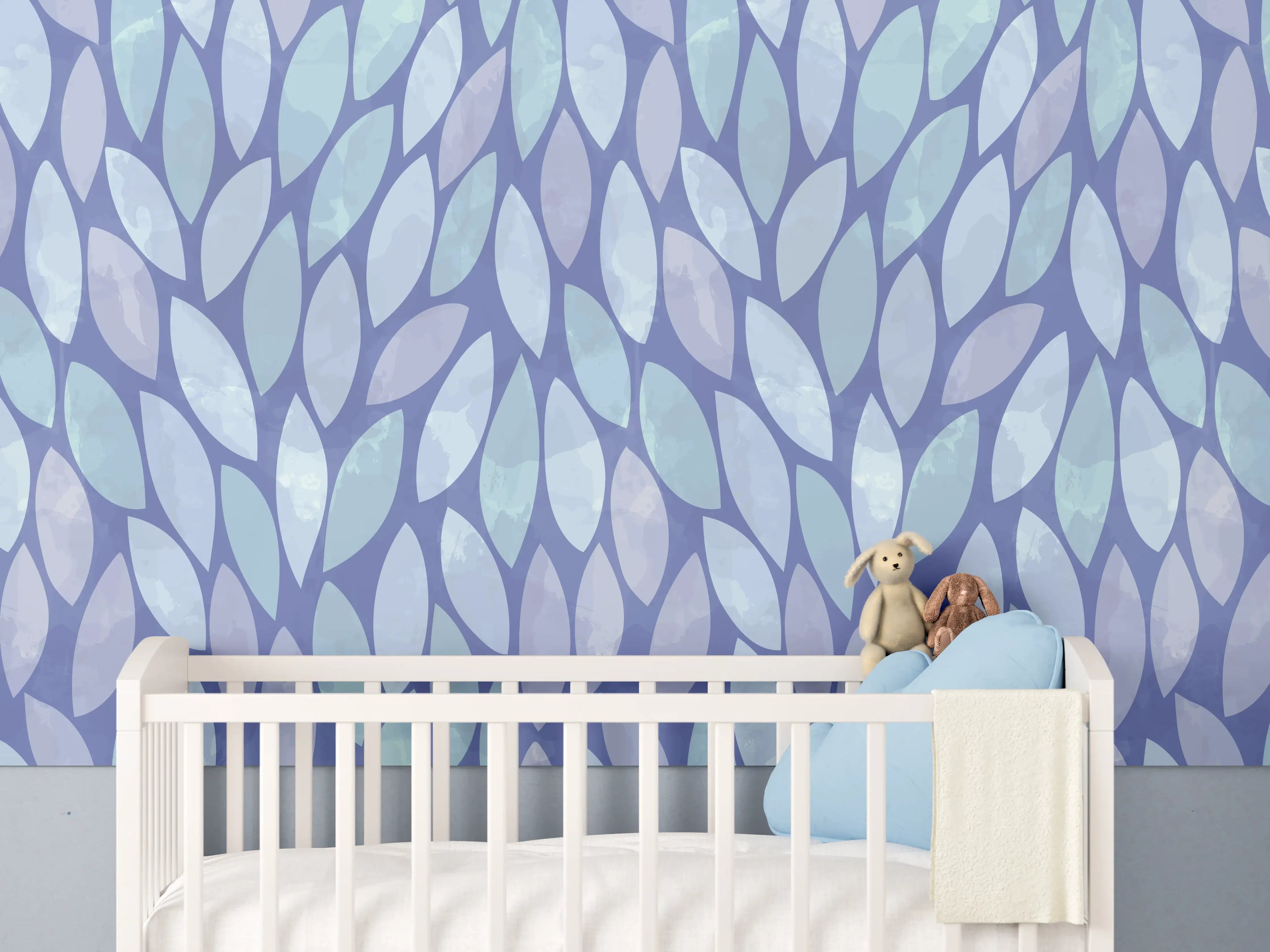 Babyzimmer Wandgestaltung - Blaue Mosaikmuster-Wandgestaltung