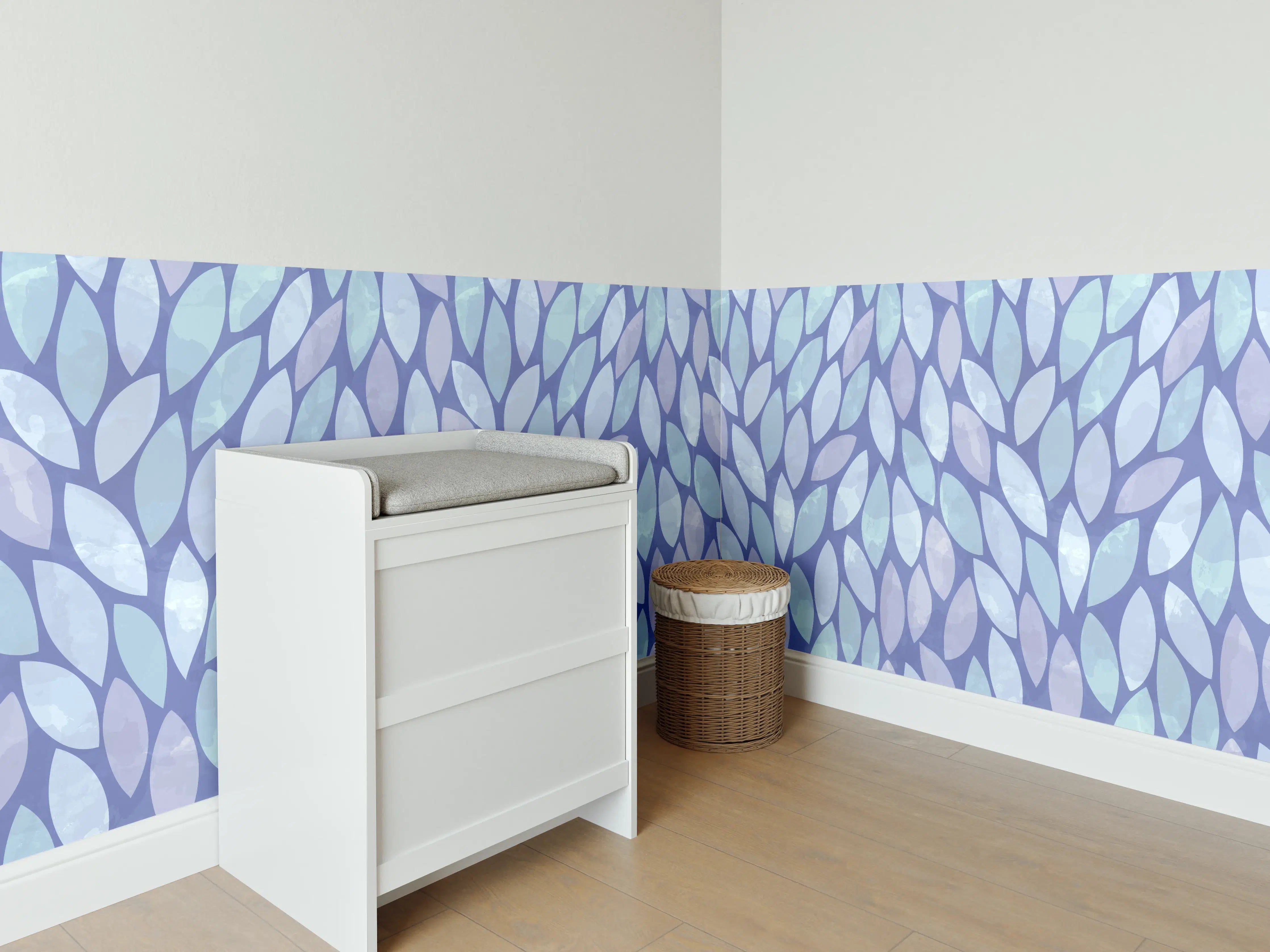 Babyzimmer Wandgestaltung - Blaue Mosaikmuster-Wandgestaltung