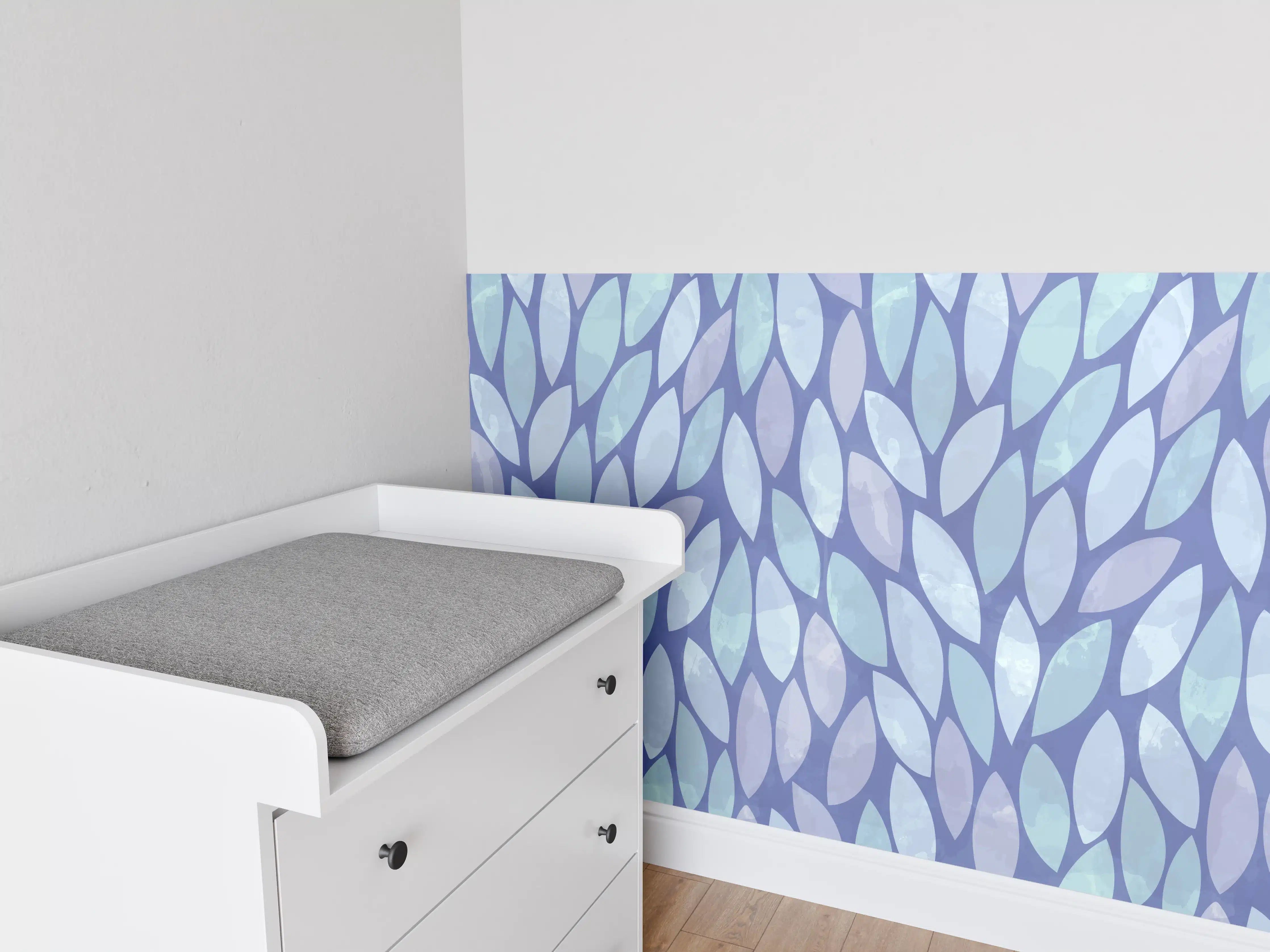 Babyzimmer Wandgestaltung - Blaue Mosaikmuster-Wandgestaltung