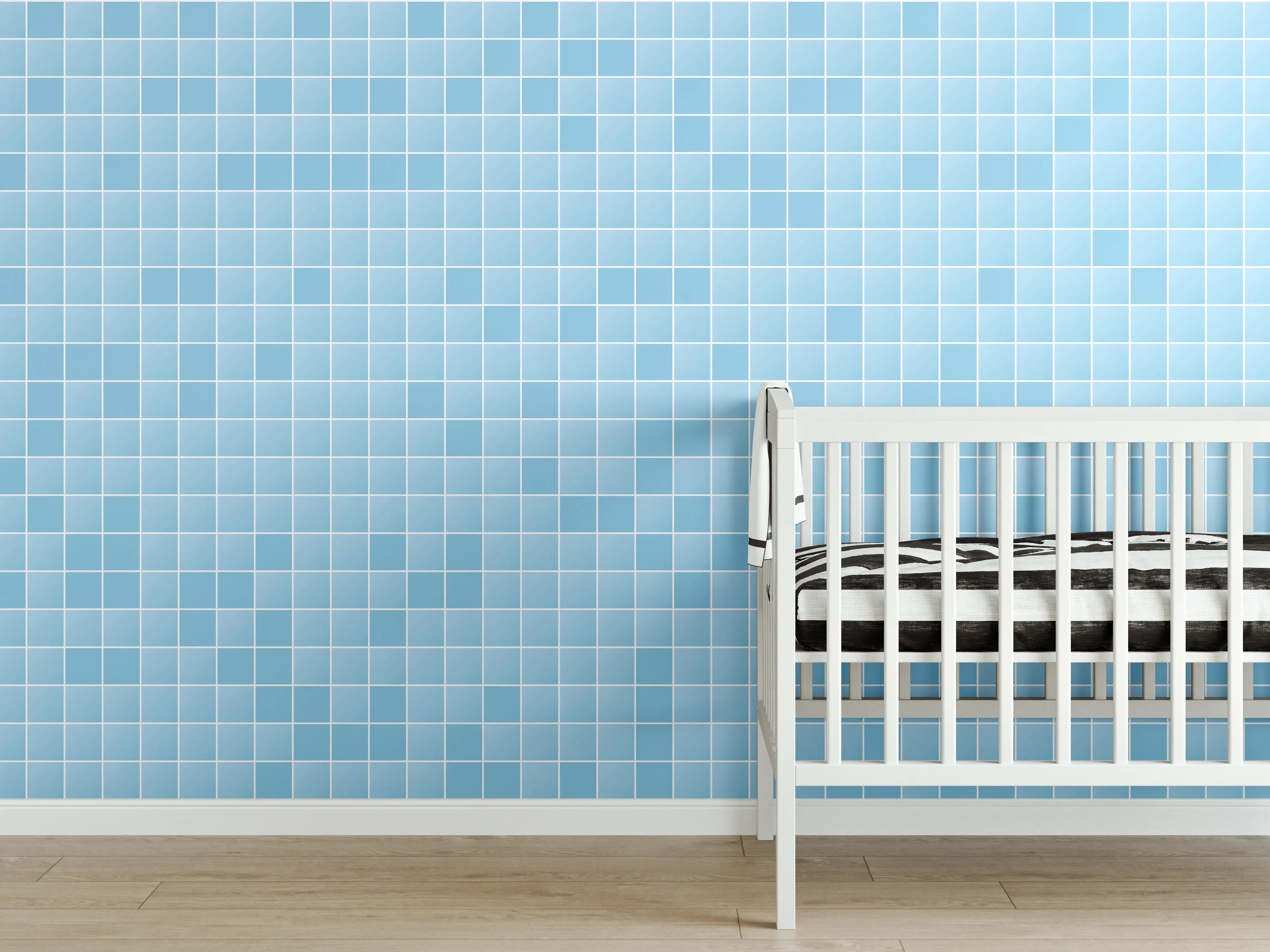 Babyzimmer Wandgestaltung - Blaue Musterstruktur
