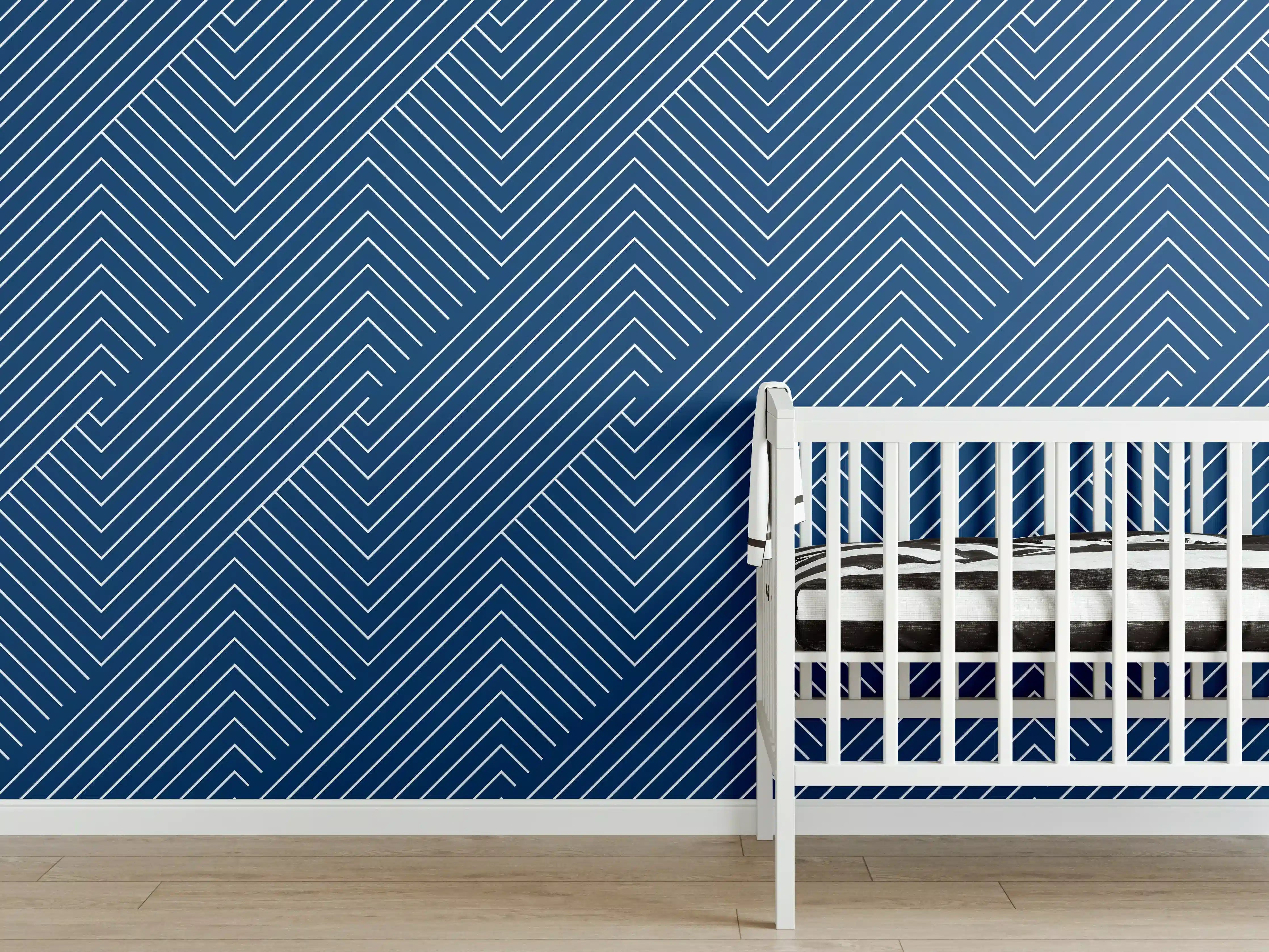 Babyzimmer Wandgestaltung - Blaue geometrische Wandgestaltung