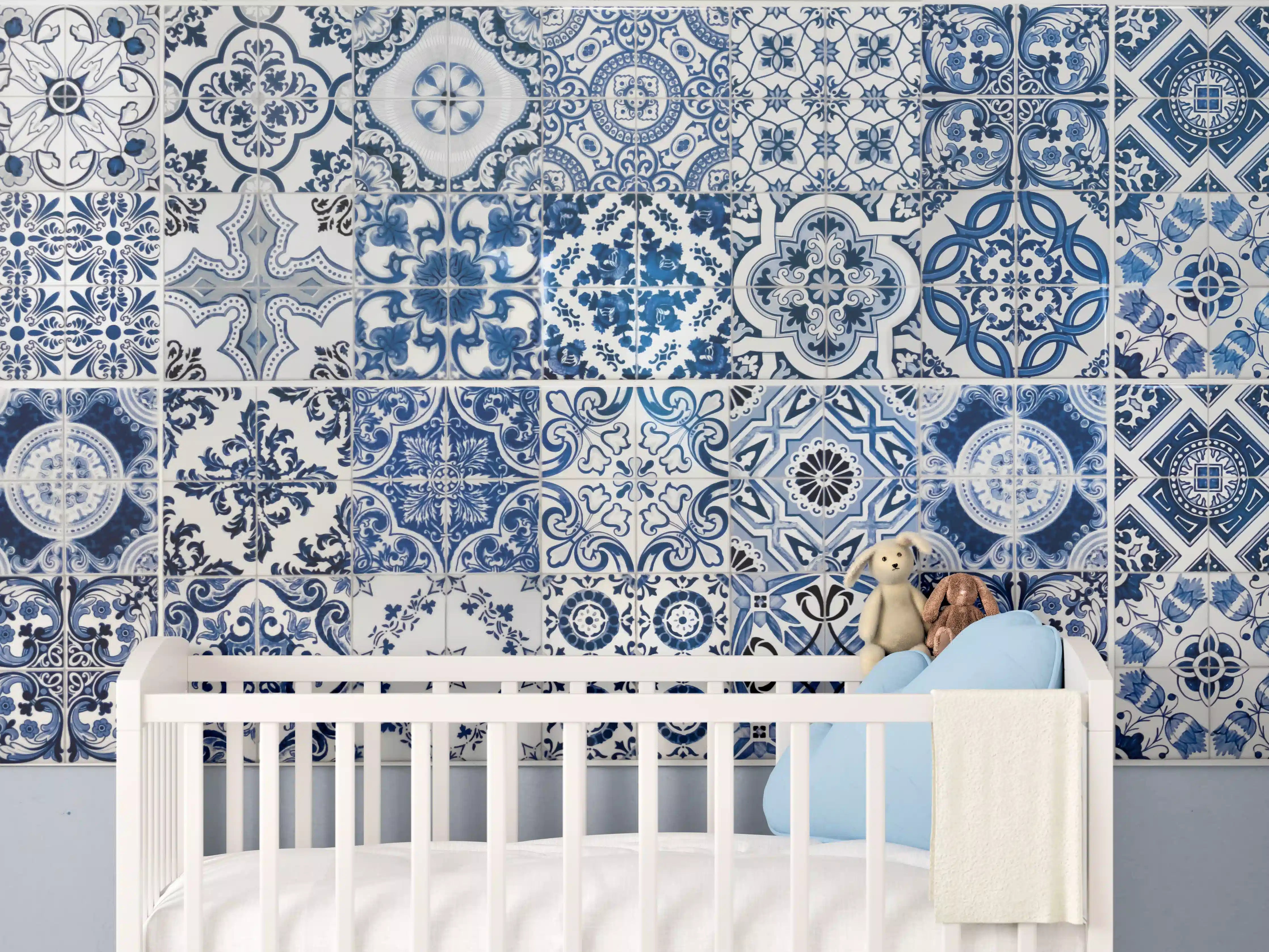 Babyzimmer Wandgestaltung - Blaue portugiesische Azulejo-Fliesen