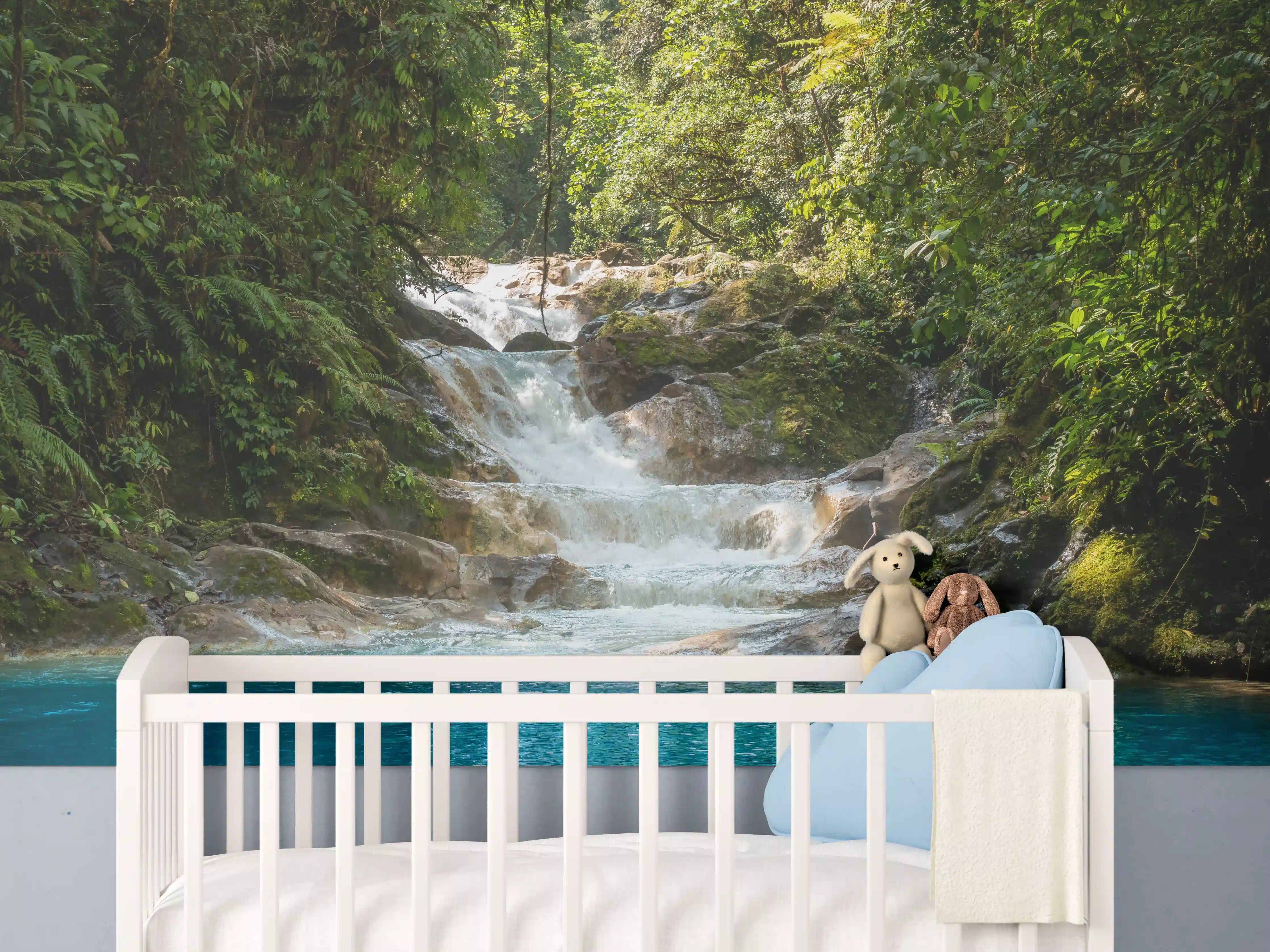 Babyzimmer Wandgestaltung - Blauer Costa Rica Wasserfall