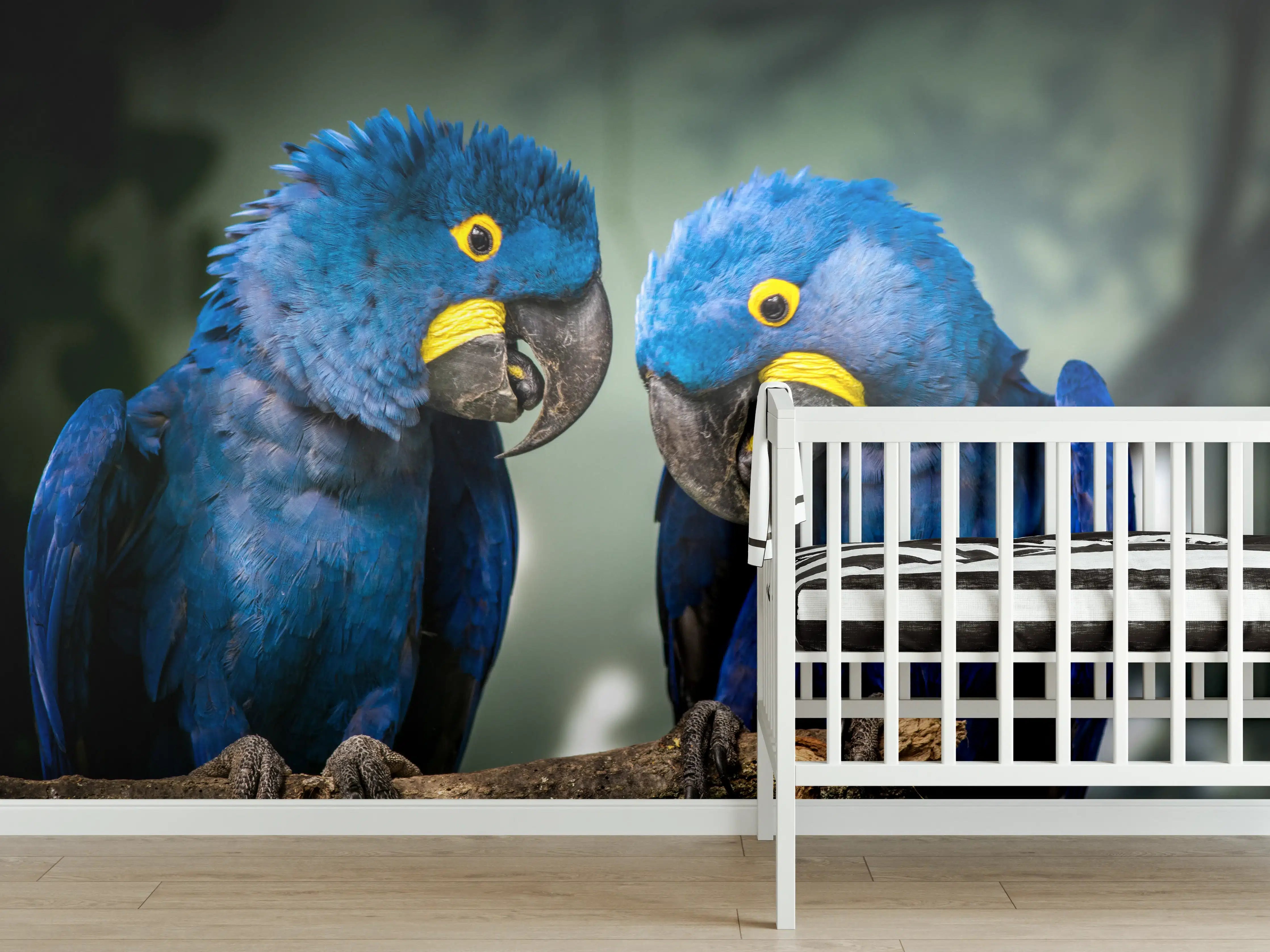 Babyzimmer Wandgestaltung - Blauer Gelbschwarzer Ara