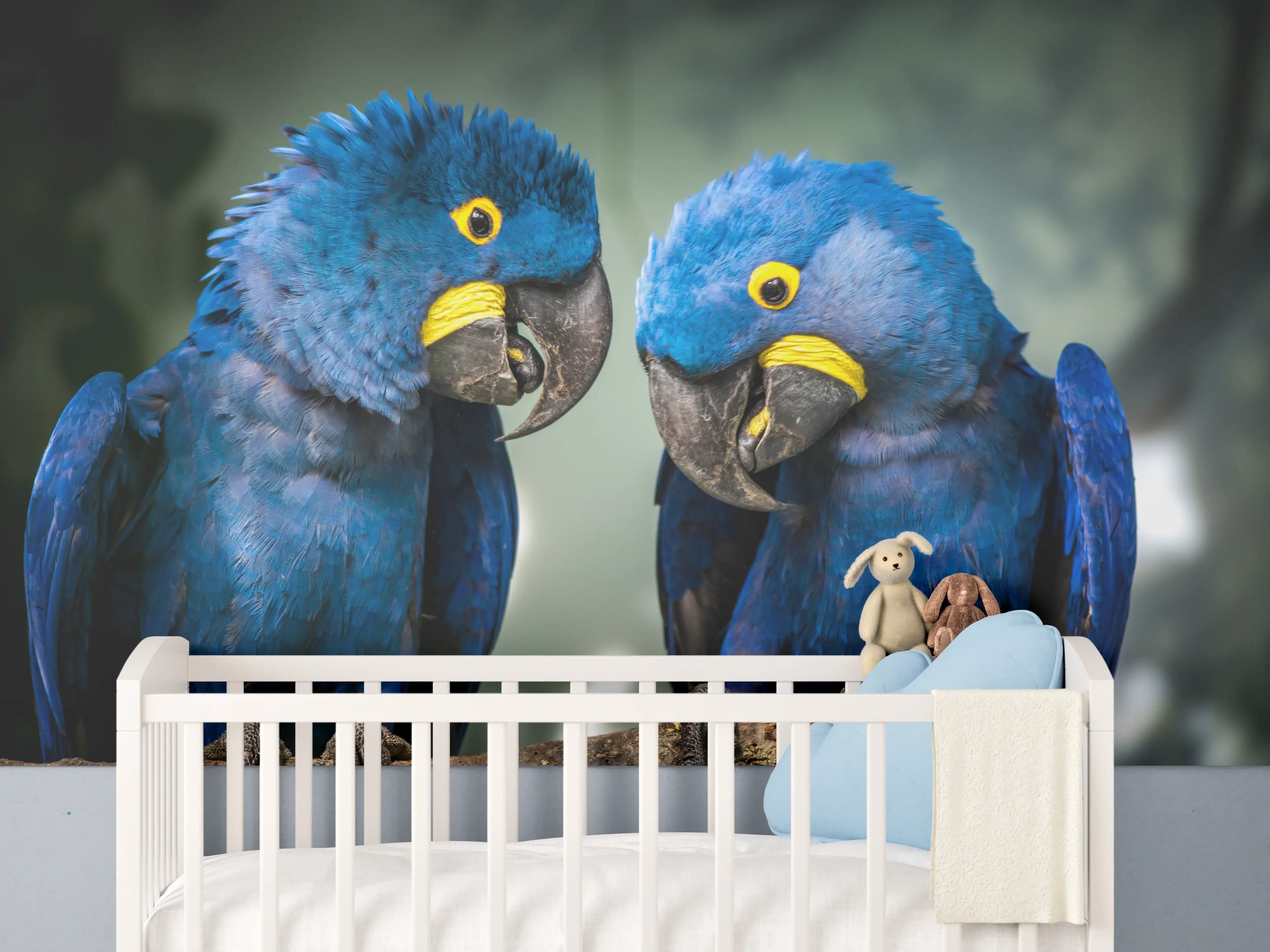 Babyzimmer Wandgestaltung - Blauer Gelbschwarzer Ara