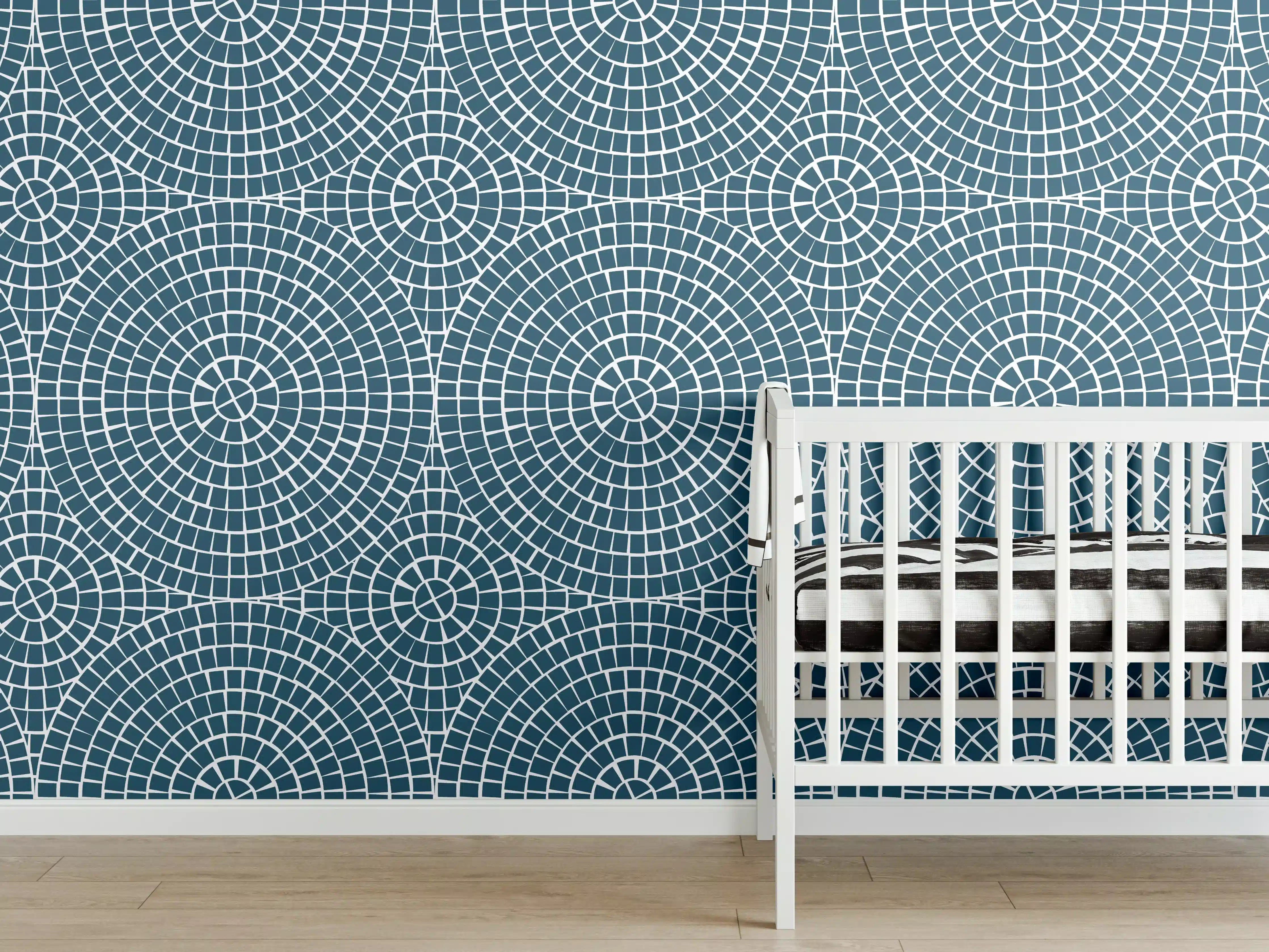 Babyzimmer Wandgestaltung - Blauer Mosaikfliesen-Design