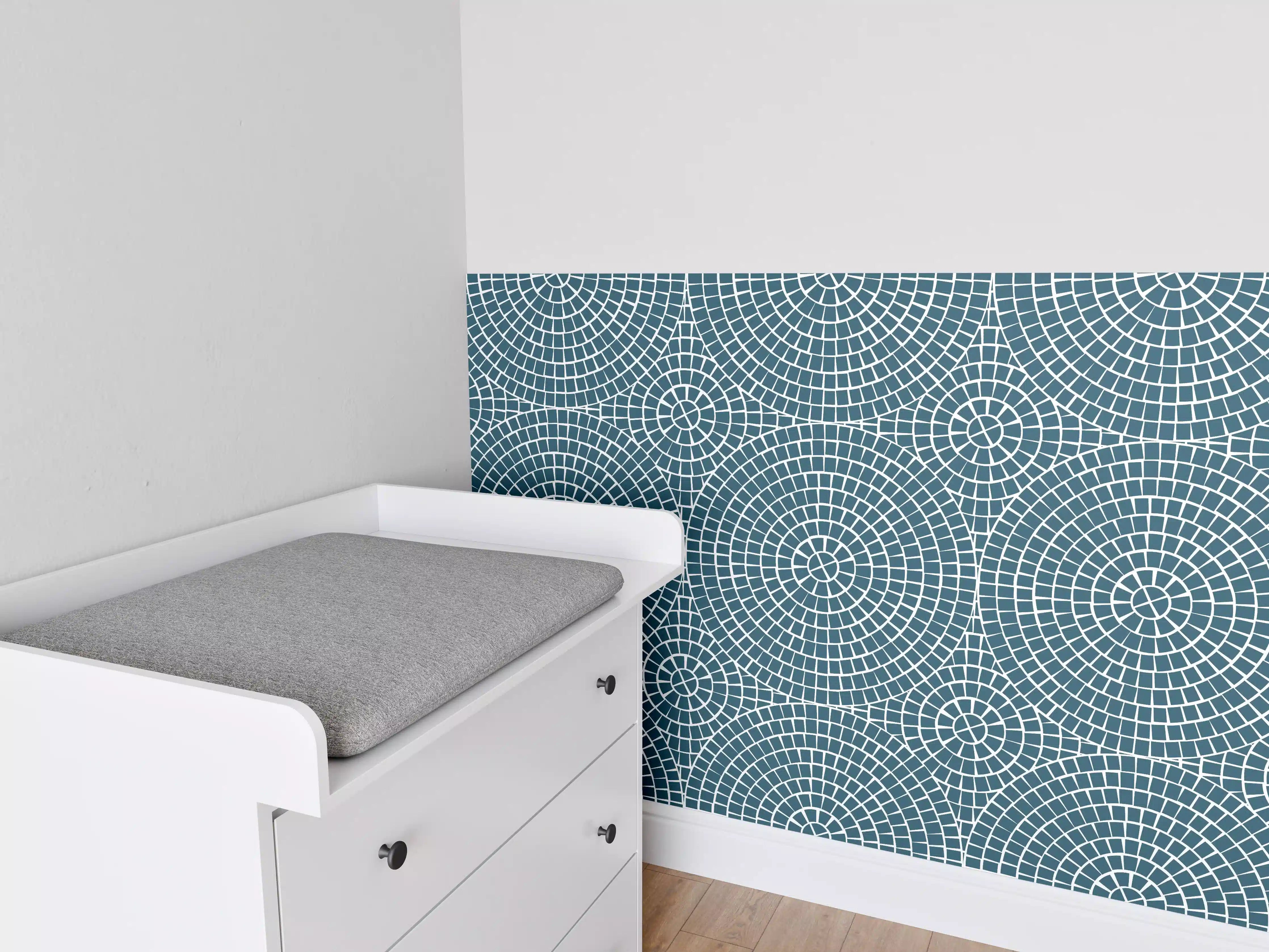 Babyzimmer Wandgestaltung - Blauer Mosaikfliesen-Design