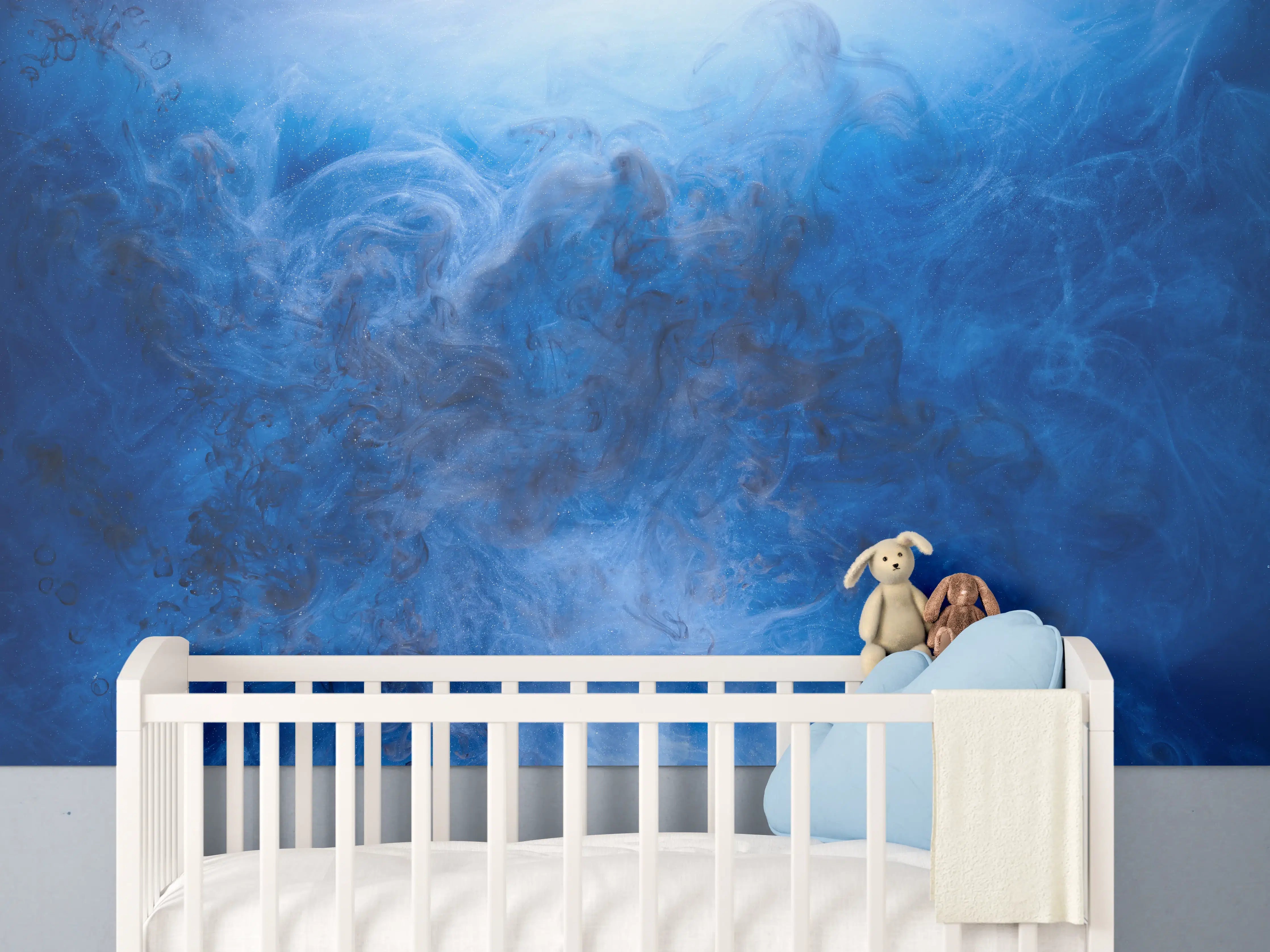 Babyzimmer Wandgestaltung - Blauer Rauch