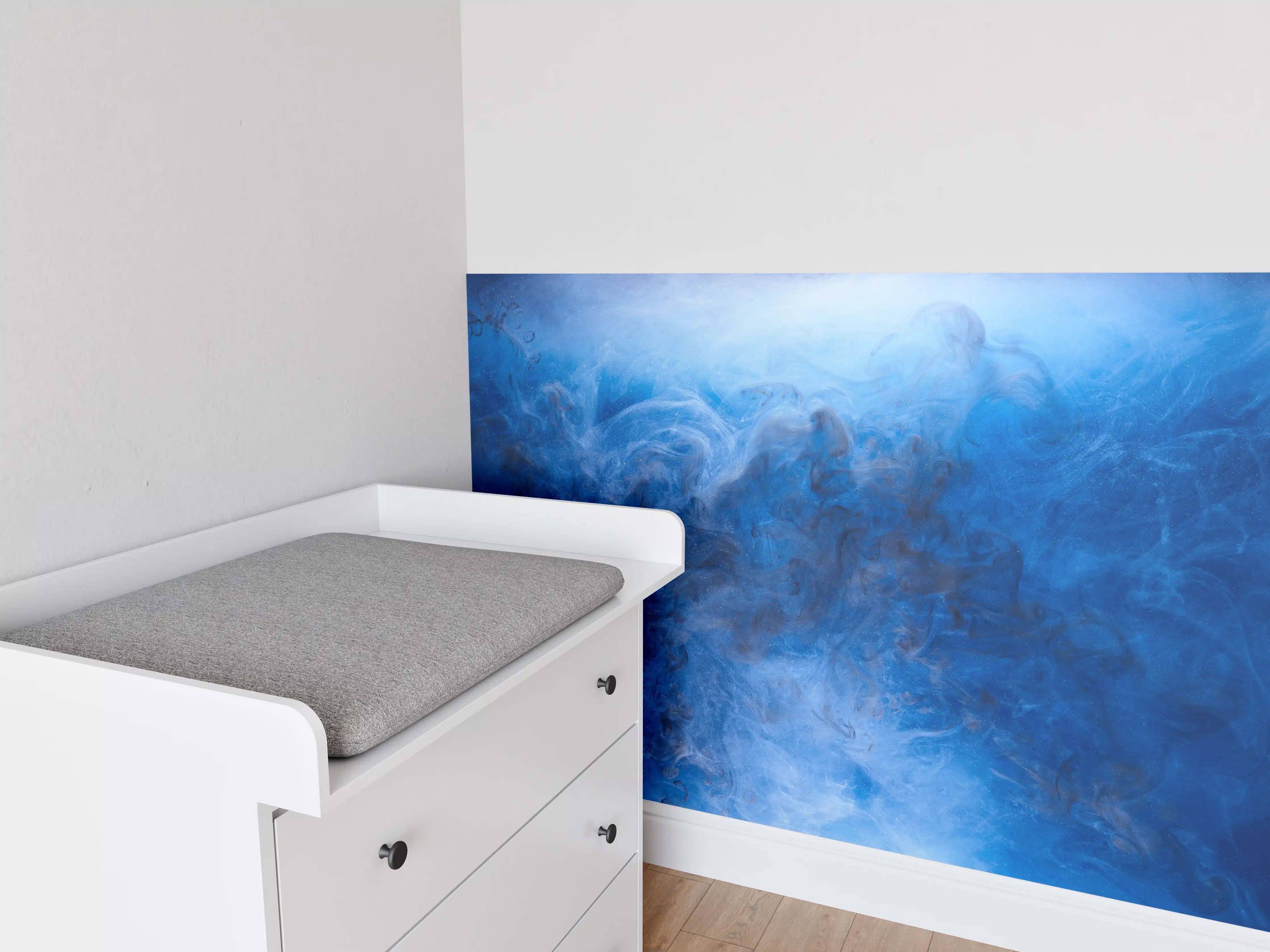 Babyzimmer Wandgestaltung - Blauer Rauch