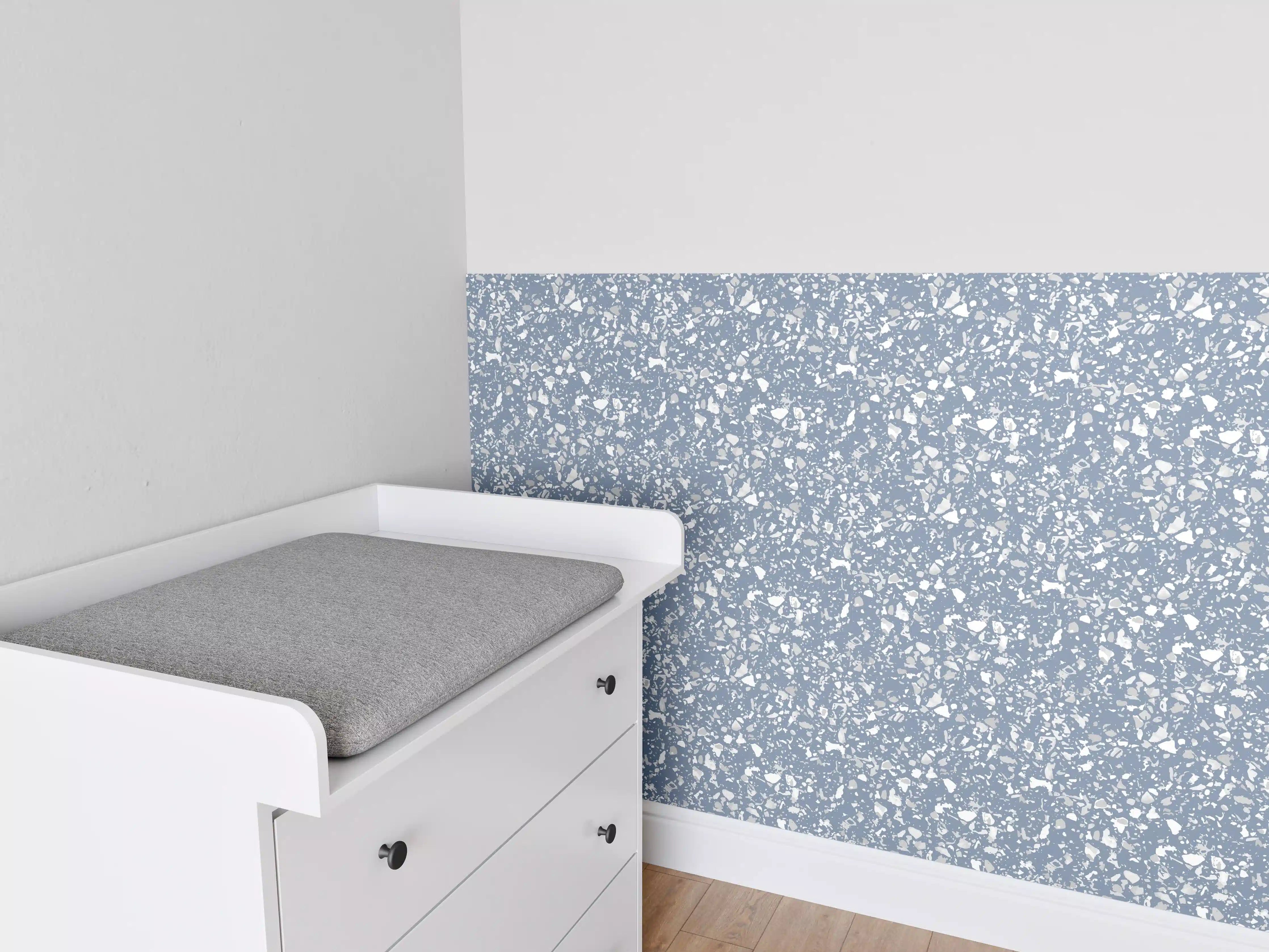 Babyzimmer Wandgestaltung - Blauer Terrazzo-Style