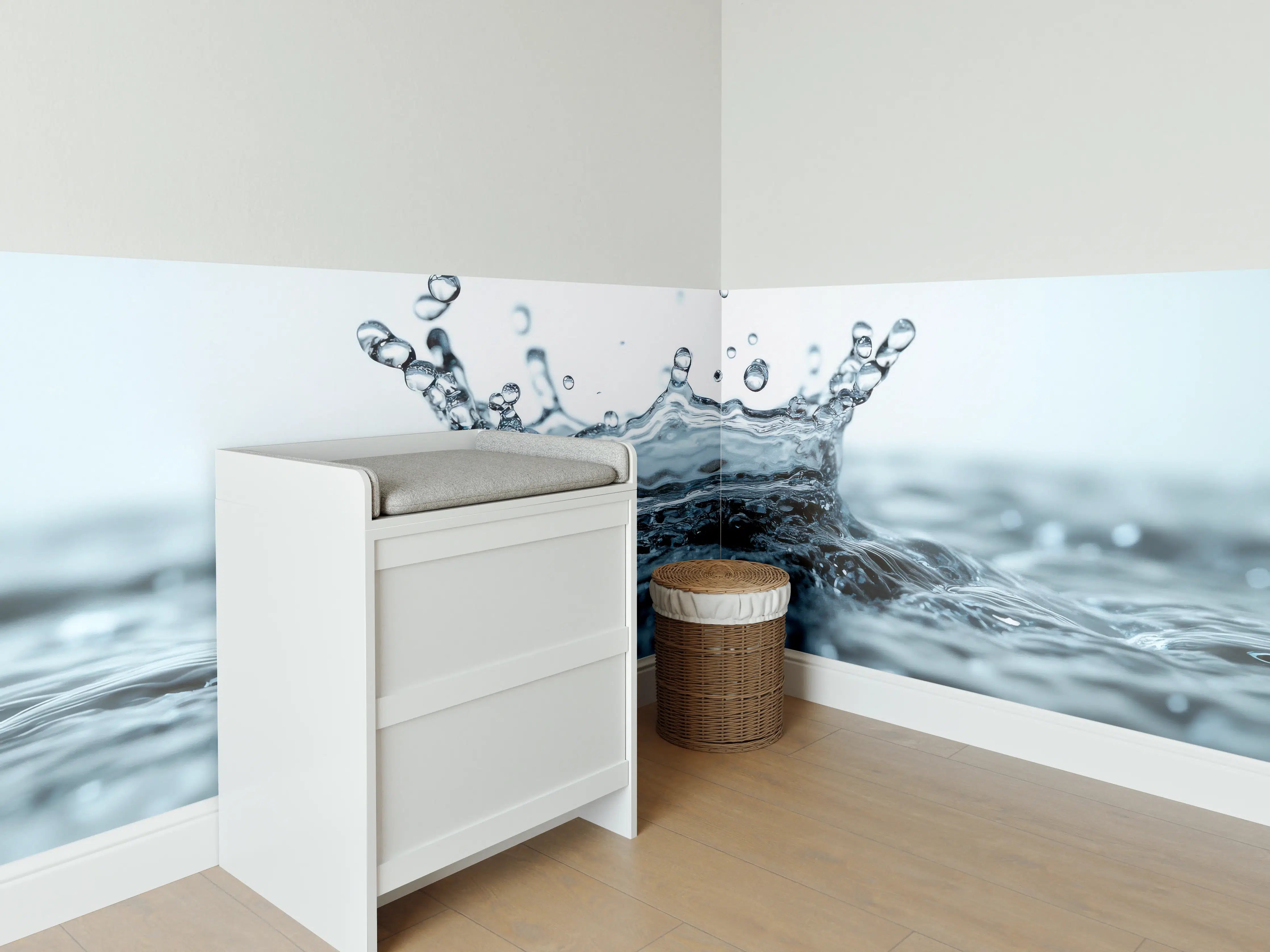 Babyzimmer Wandgestaltung - Blauer Wasser-Splash