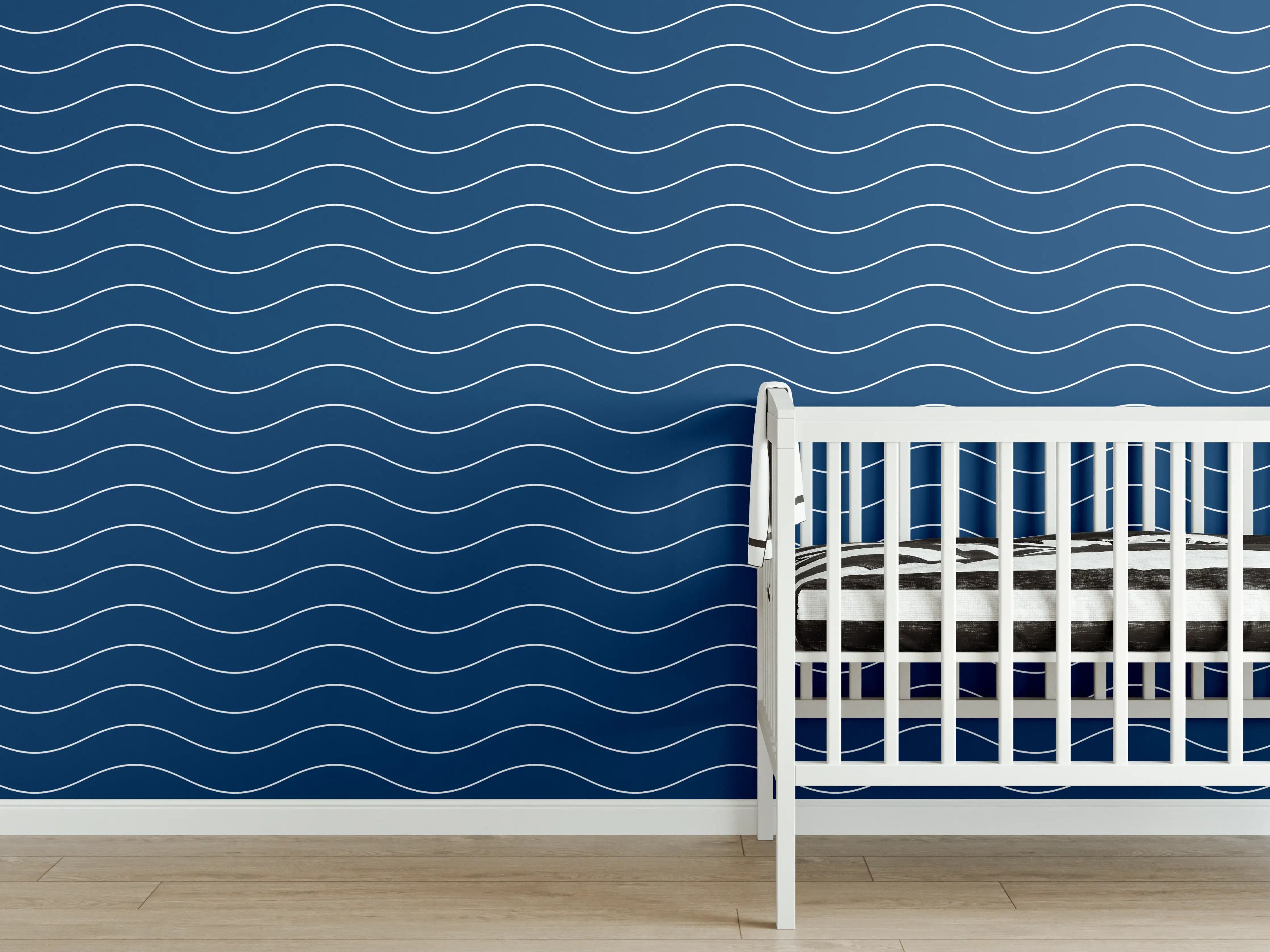 Babyzimmer Wandgestaltung - Blauer Wasser-Wandbild