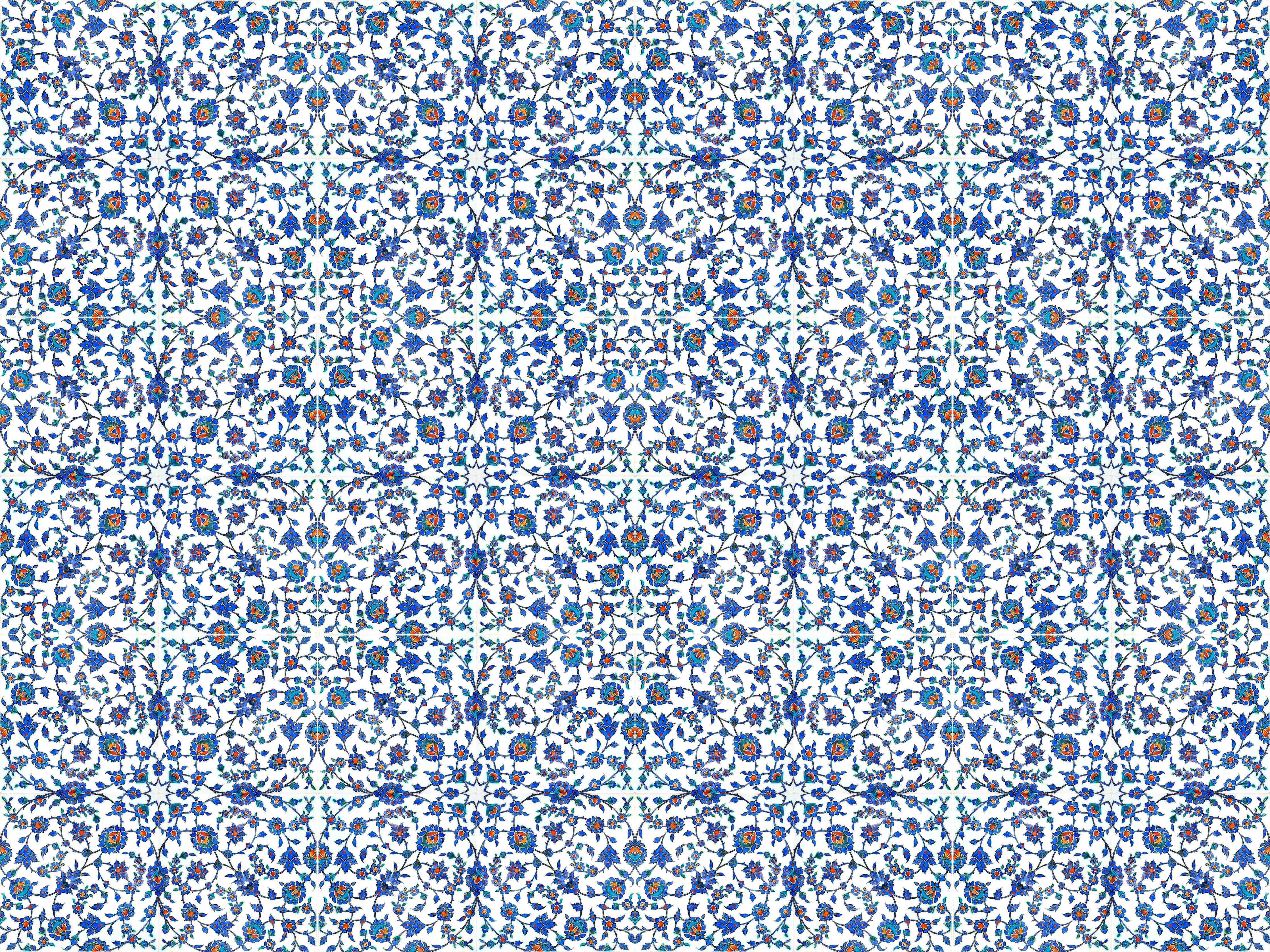 Babyzimmer Wandgestaltung-Blaues Blumen-Mosaik-Muster