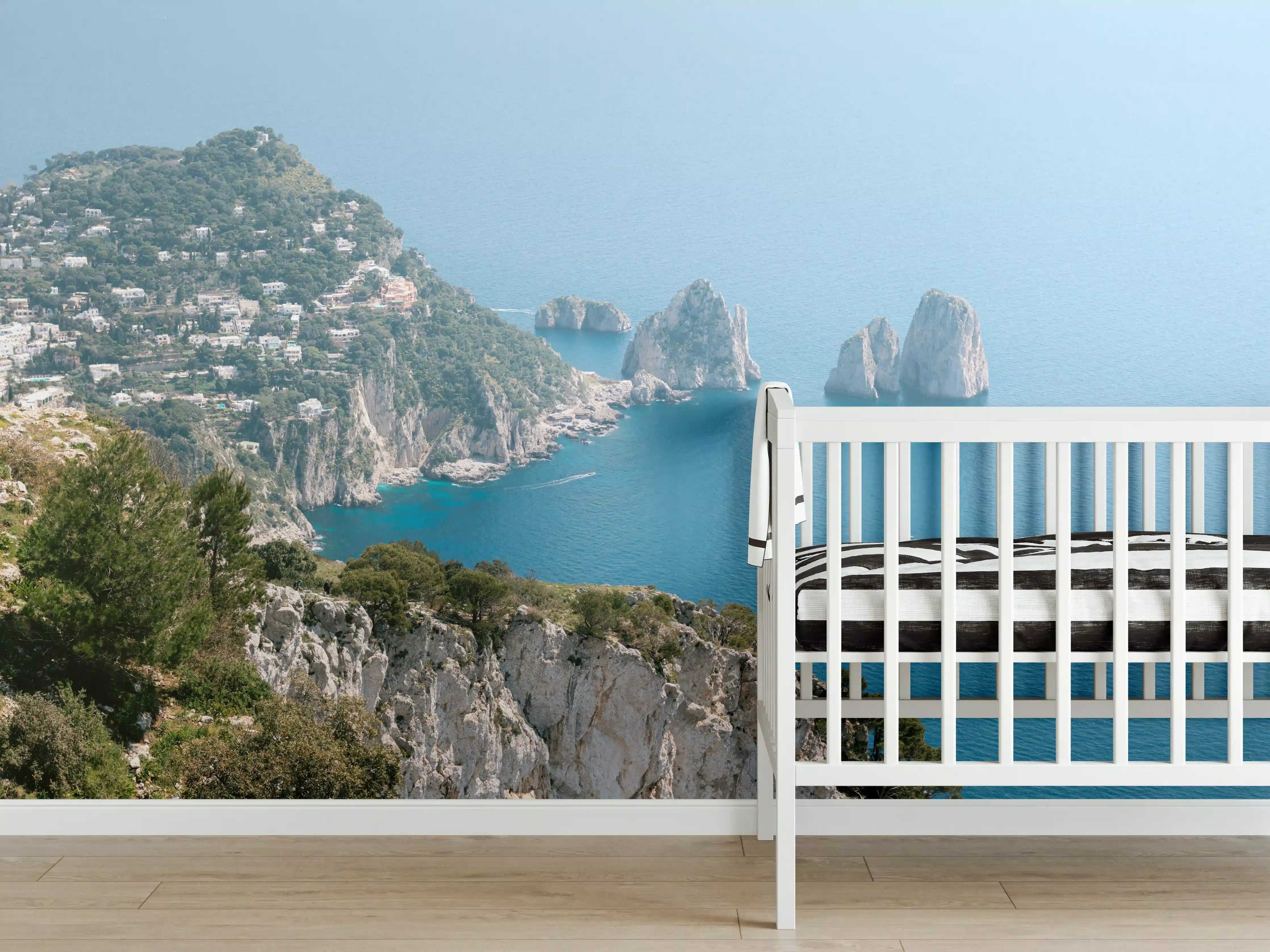 Babyzimmer Wandgestaltung - Blaues Meer an Italiens Küste