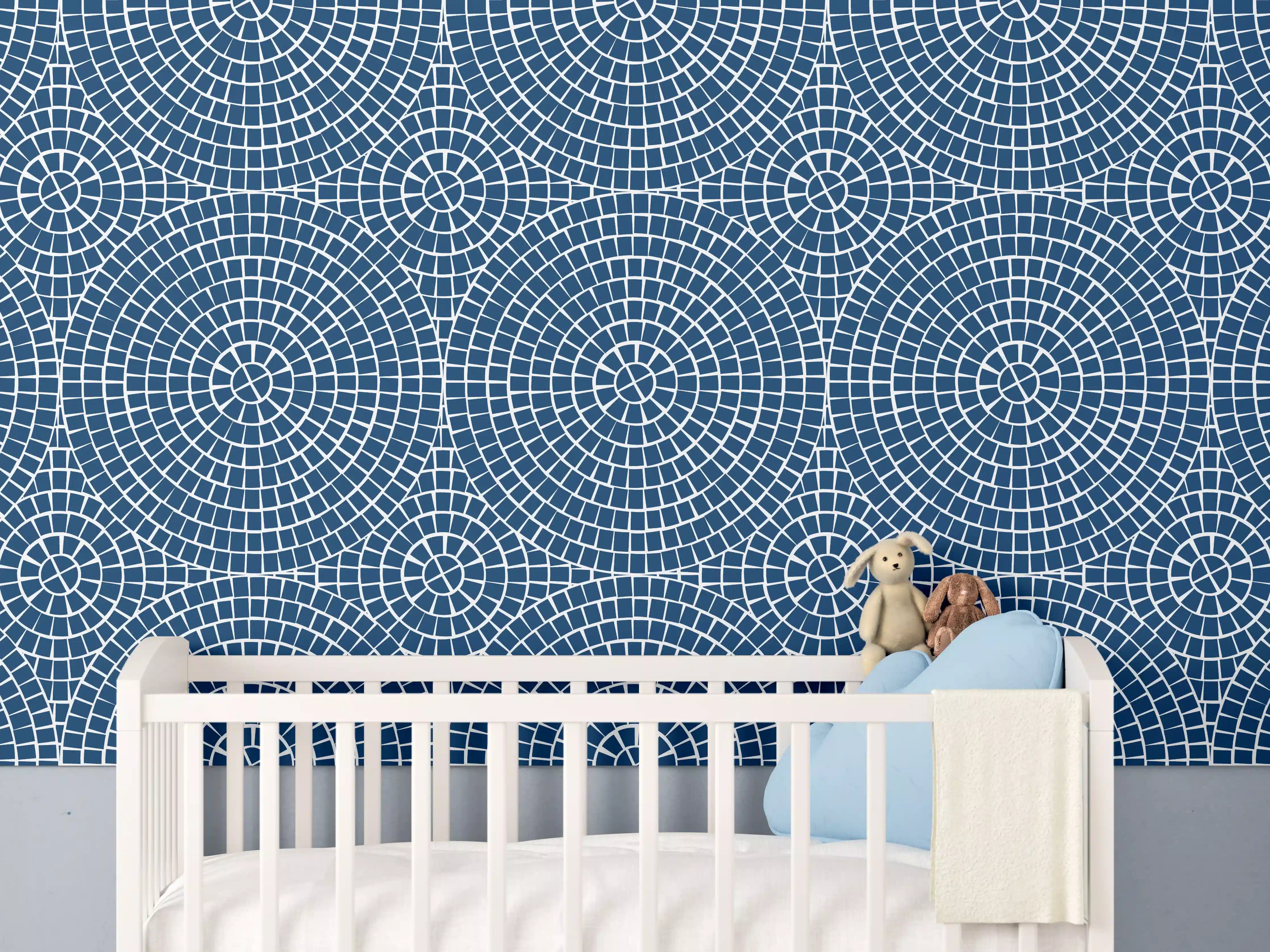 Babyzimmer Wandgestaltung - Blaues Mosaik mit moderner Atmosphäre