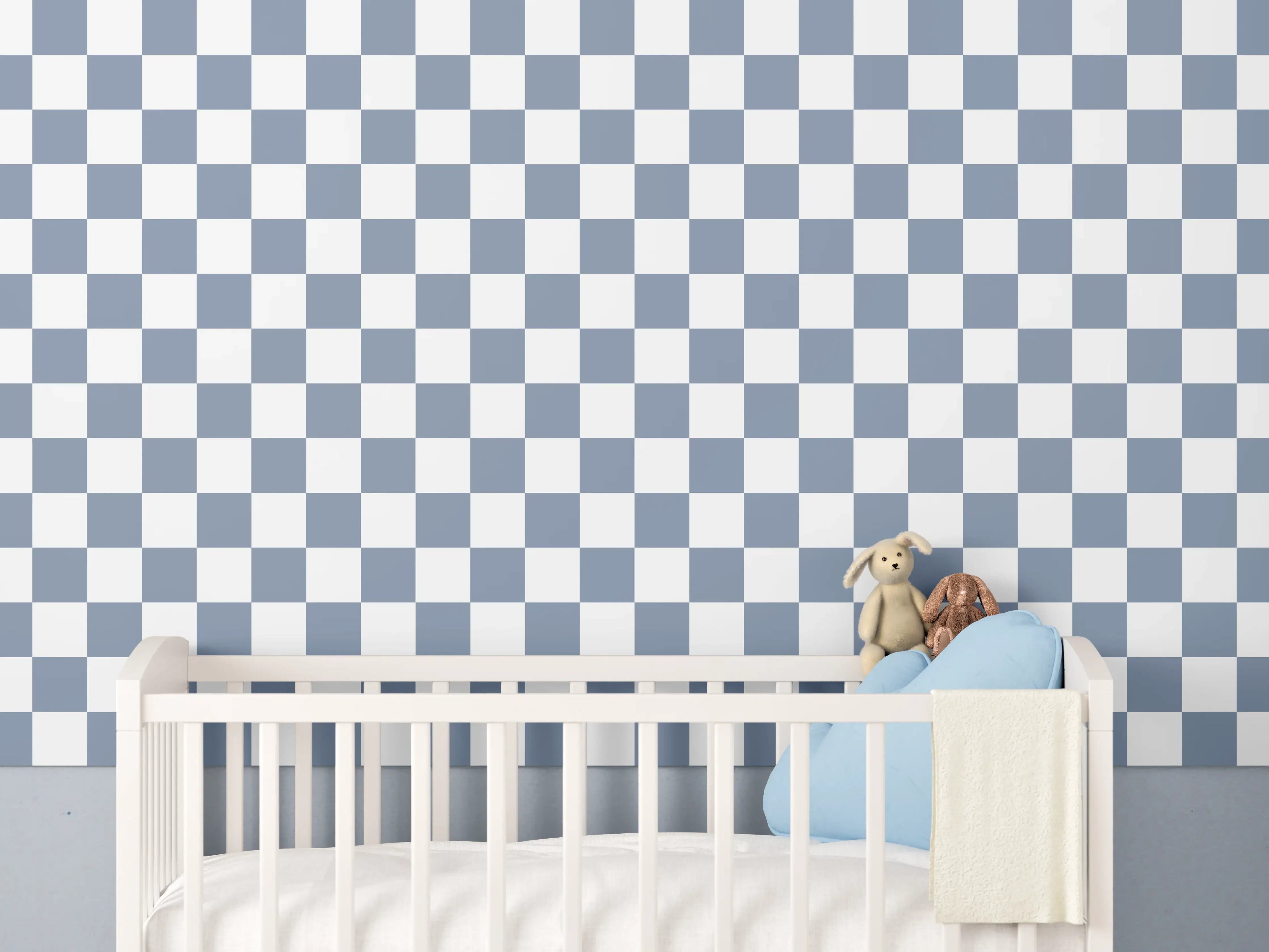 Babyzimmer Wandgestaltung - Blaues Retro-Design mit Staubeffekt