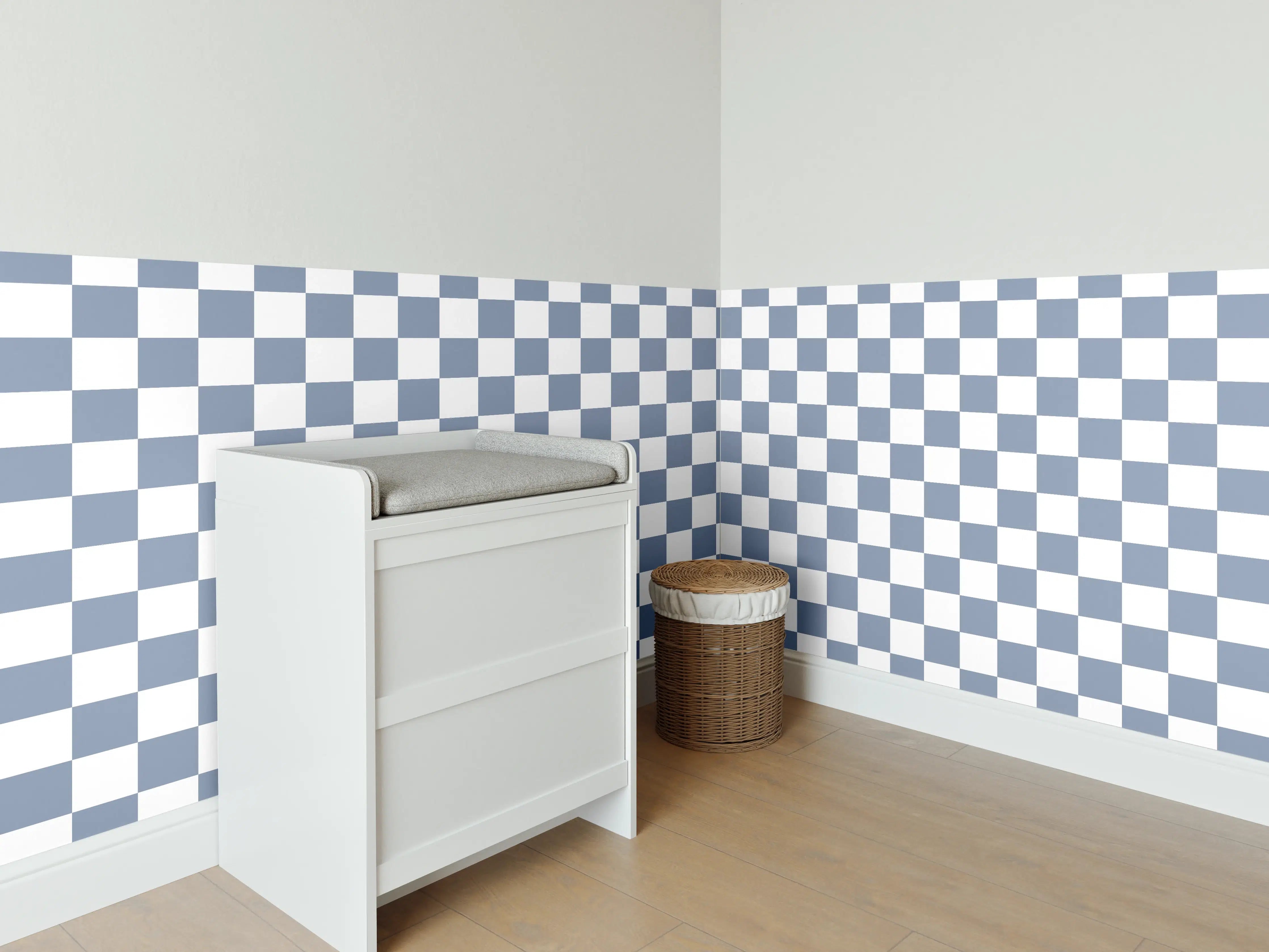 Babyzimmer Wandgestaltung - Blaues Retro-Design mit Staubeffekt