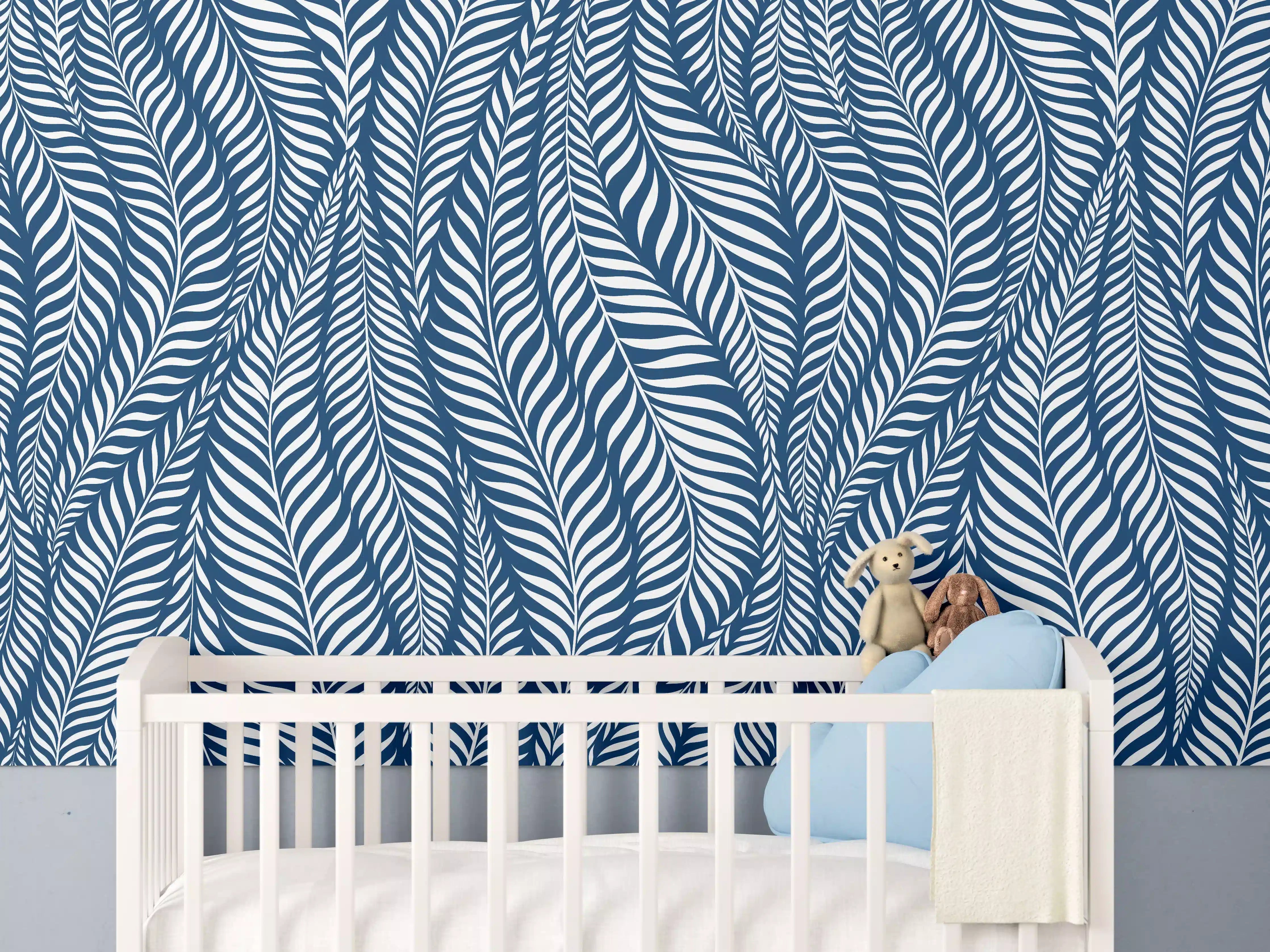 Babyzimmer Wandgestaltung - Blaues Wellenmuster