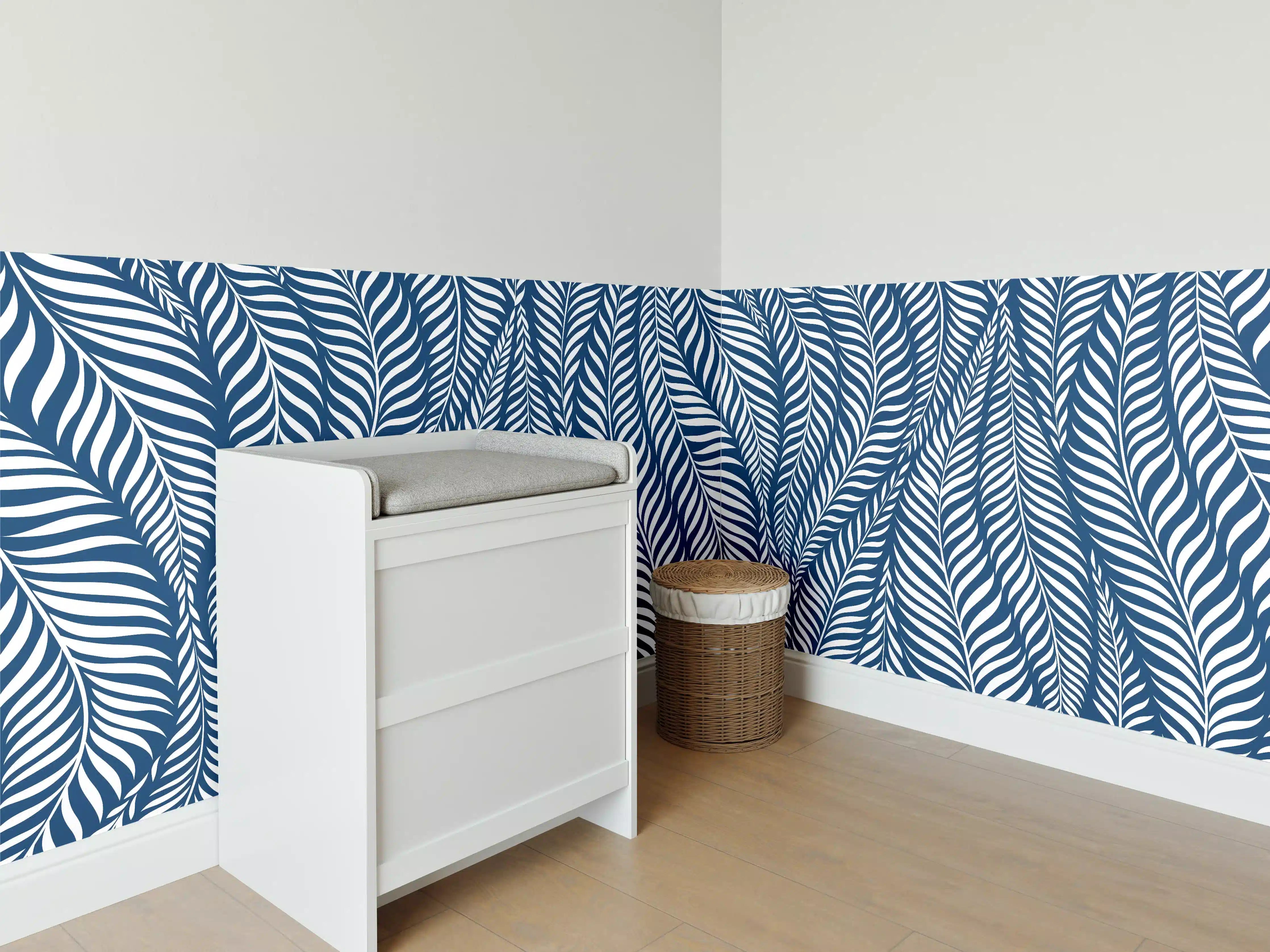 Babyzimmer Wandgestaltung - Blaues Wellenmuster