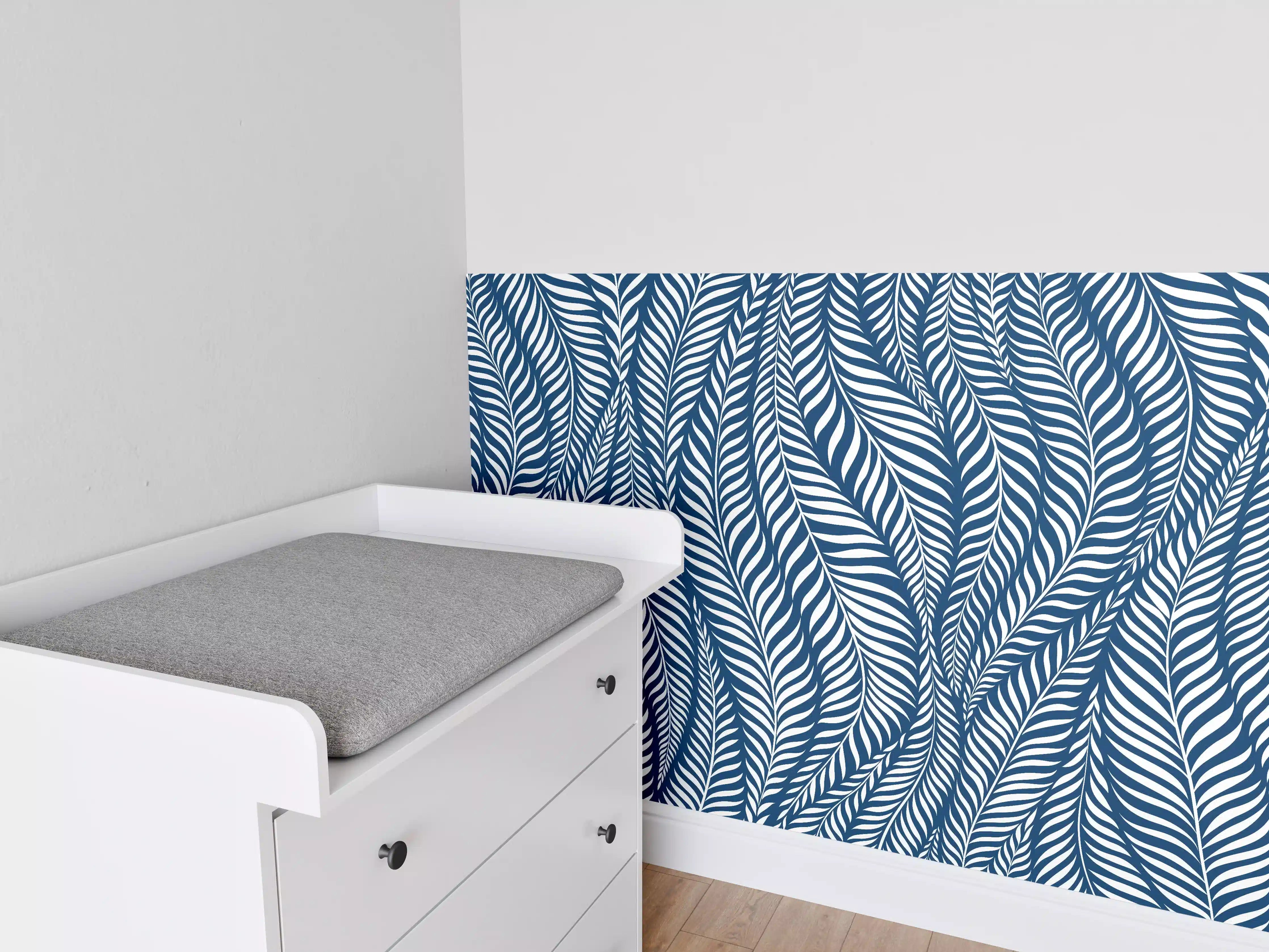Babyzimmer Wandgestaltung - Blaues Wellenmuster