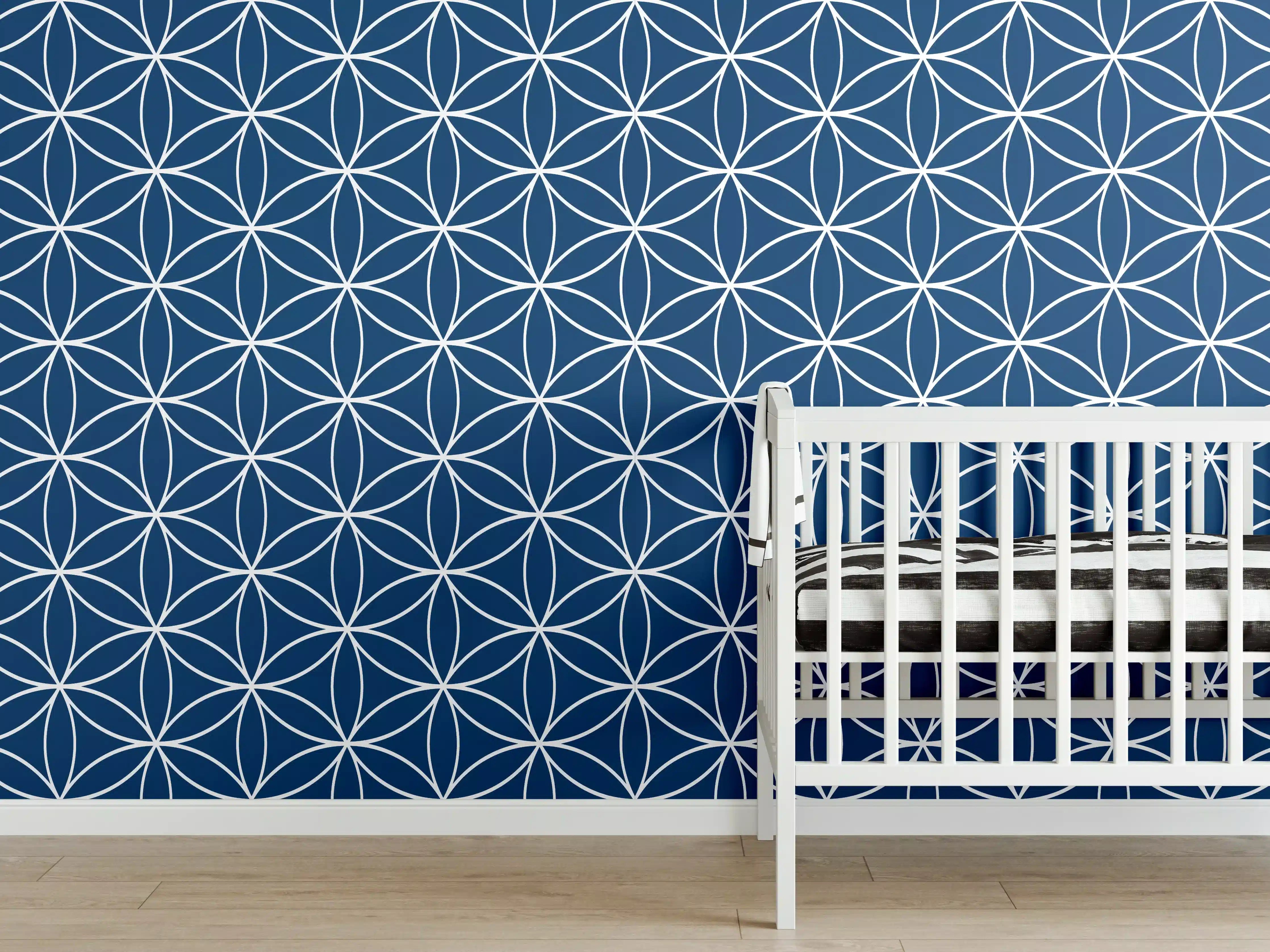 Babyzimmer Wandgestaltung - Blaues geometrisches Muster in Raumgestaltung
