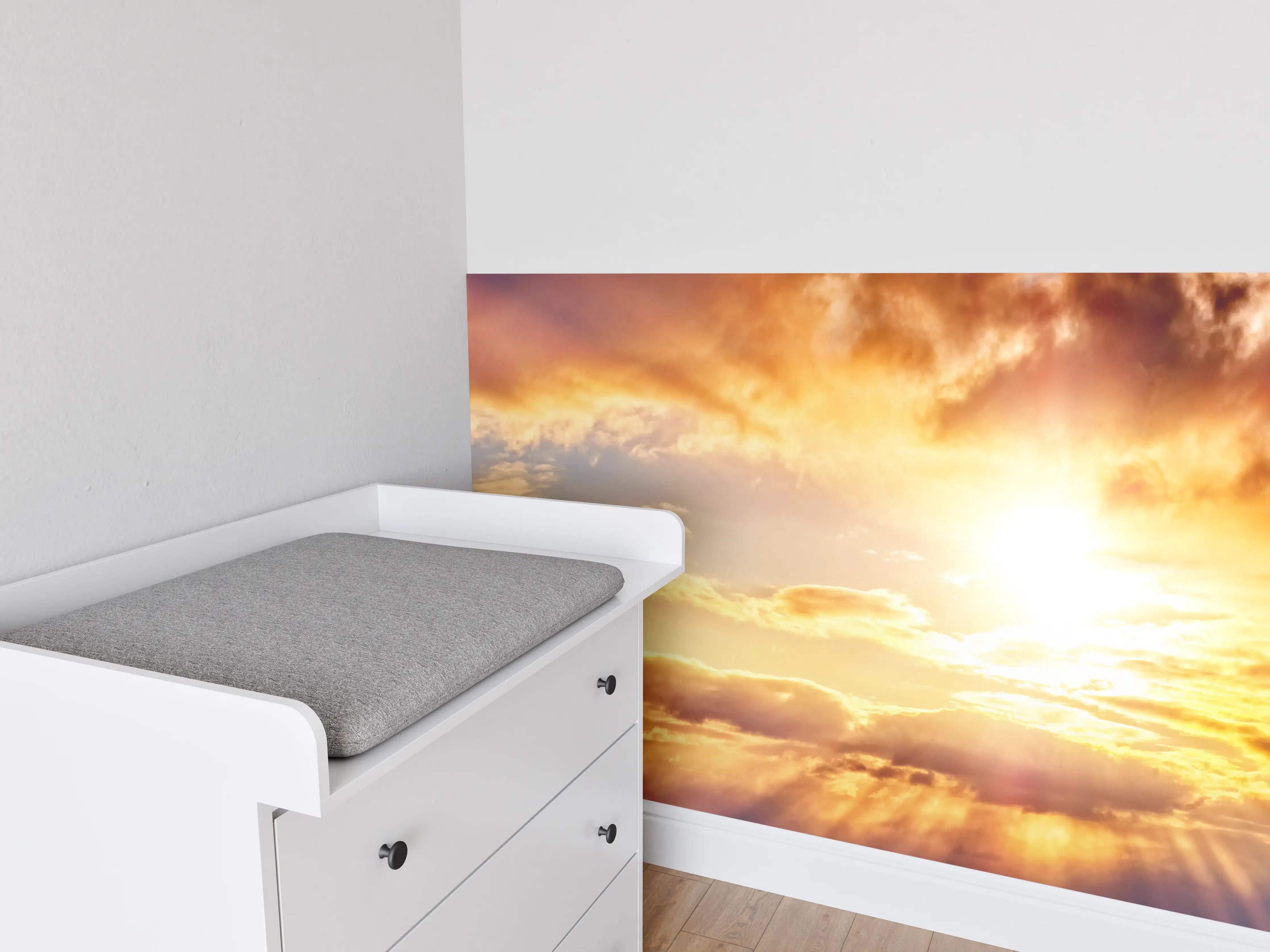 Babyzimmer Wandgestaltung - Blick zum schönen Sonnenuntergang