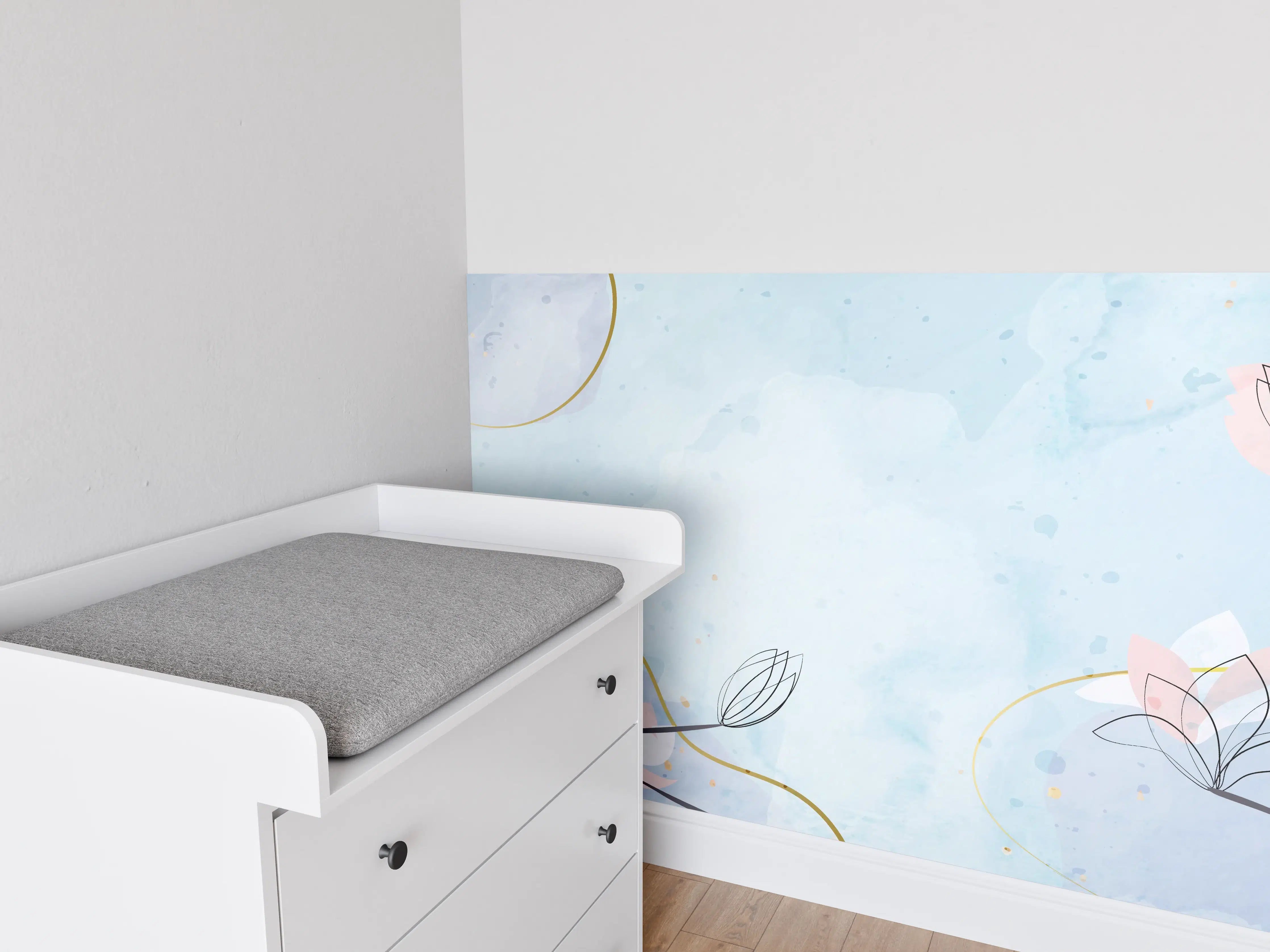 Babyzimmer Wandgestaltung - Blumen-Aquarell Pastellfarben