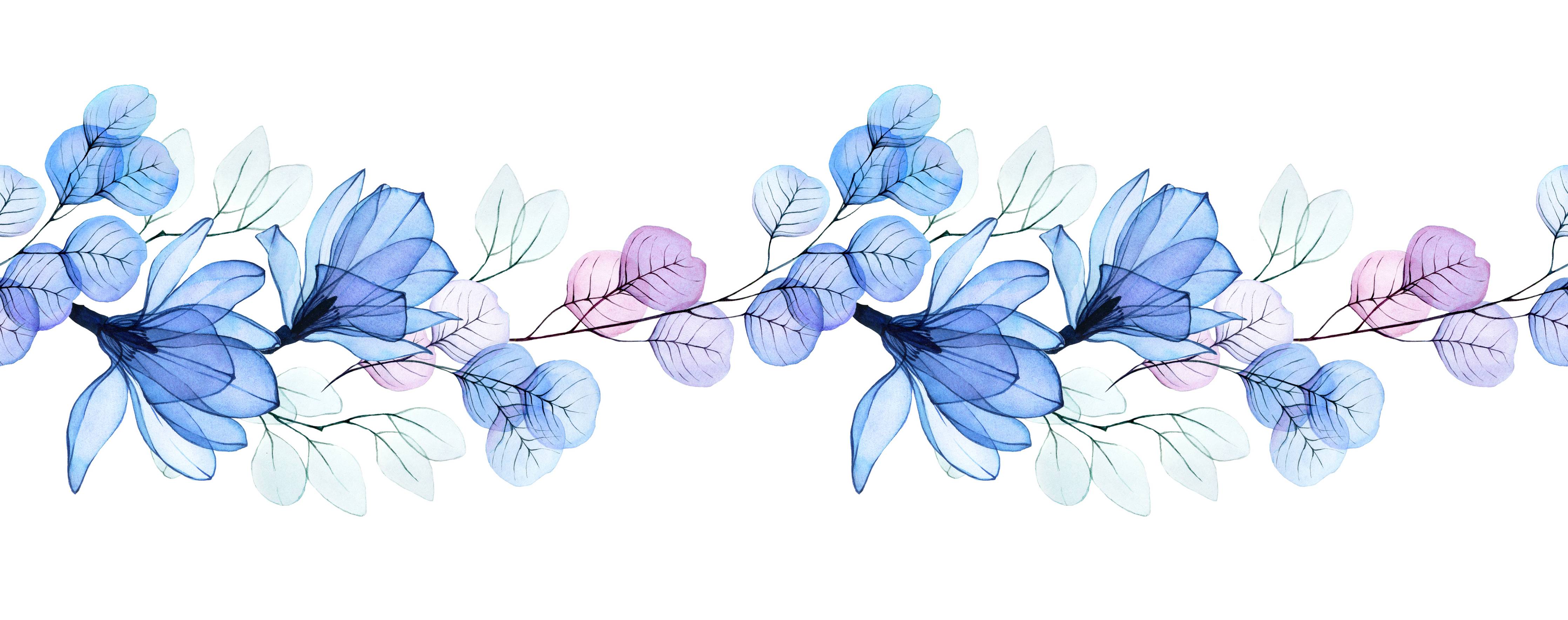 Babyzimmer Wandgestaltung-Blumen in Blau, Lila und Grautönen