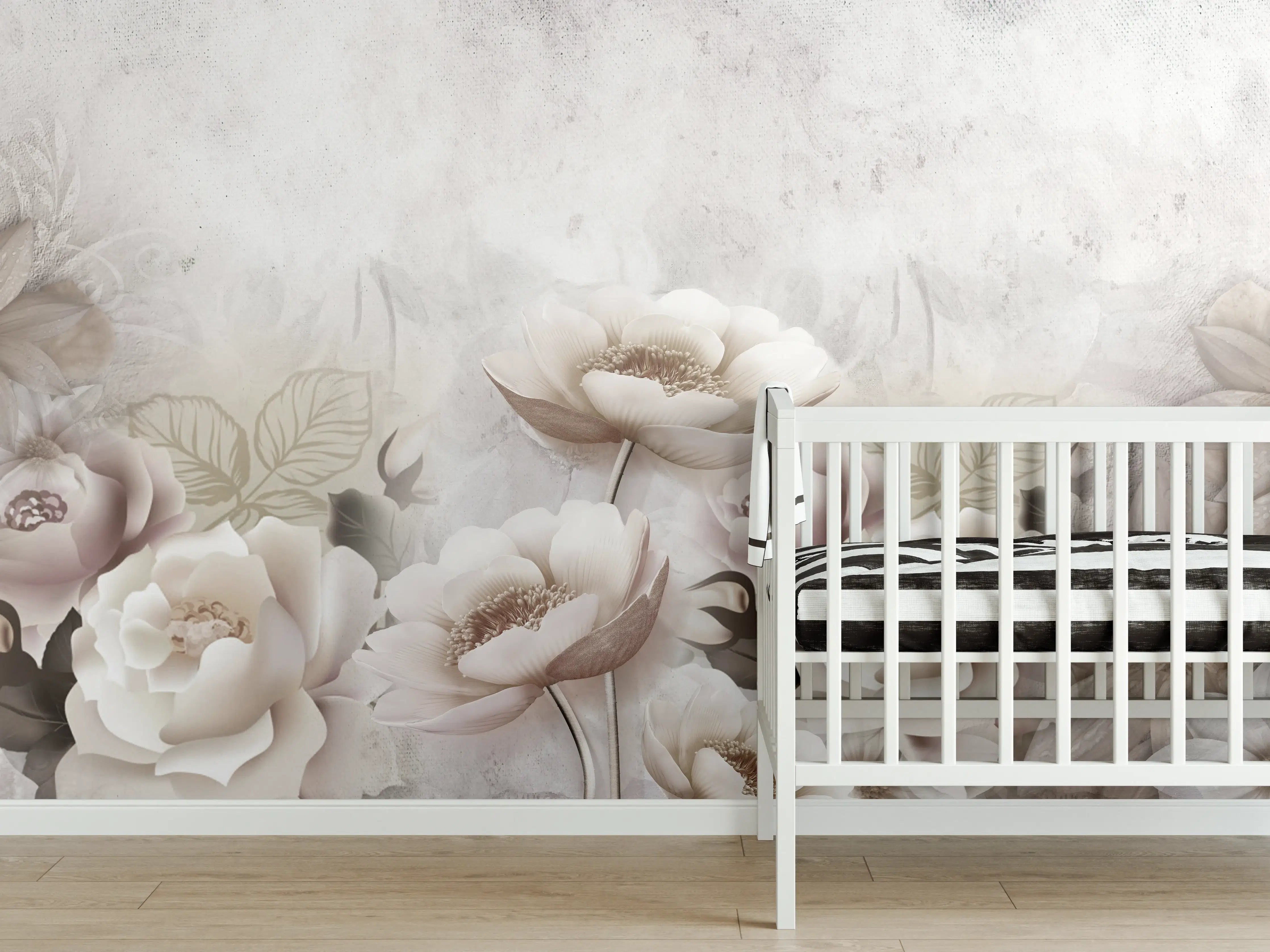 Babyzimmer Wandgestaltung - Blumengemälde