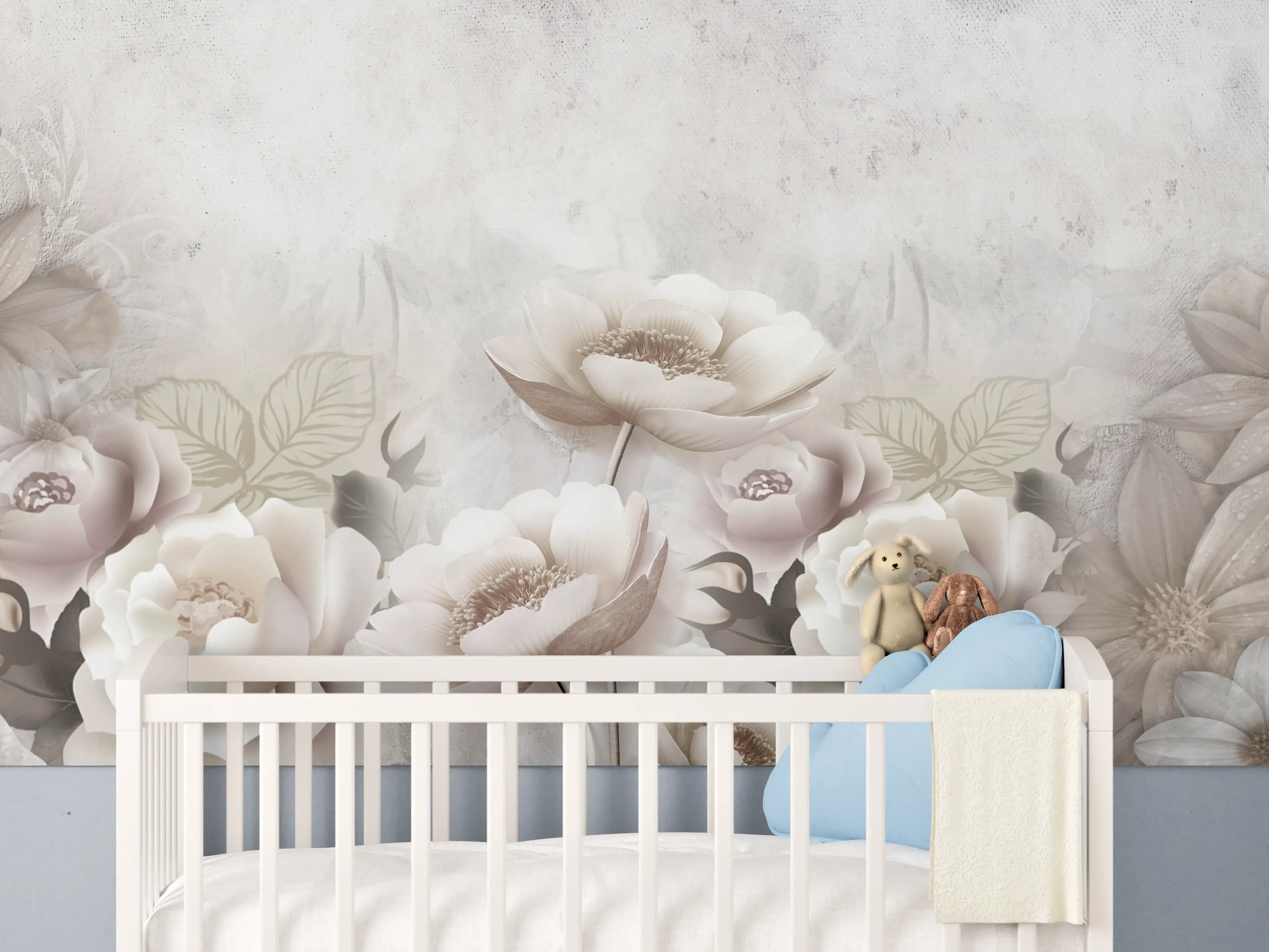 Babyzimmer Wandgestaltung - Blumengemälde
