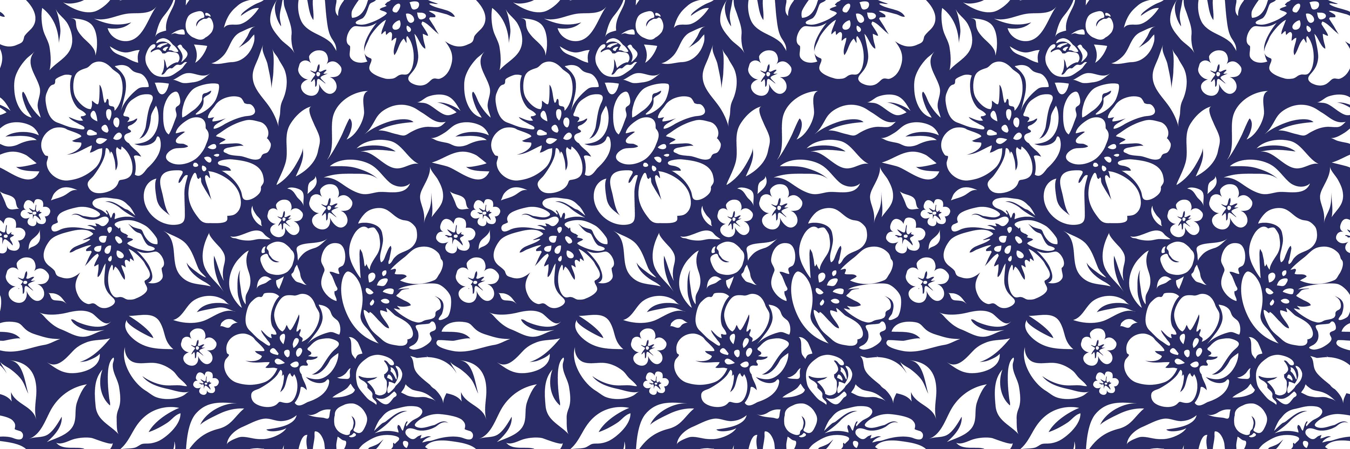 Babyzimmer Wandgestaltung-Blumenmuster in Blau und Weiß