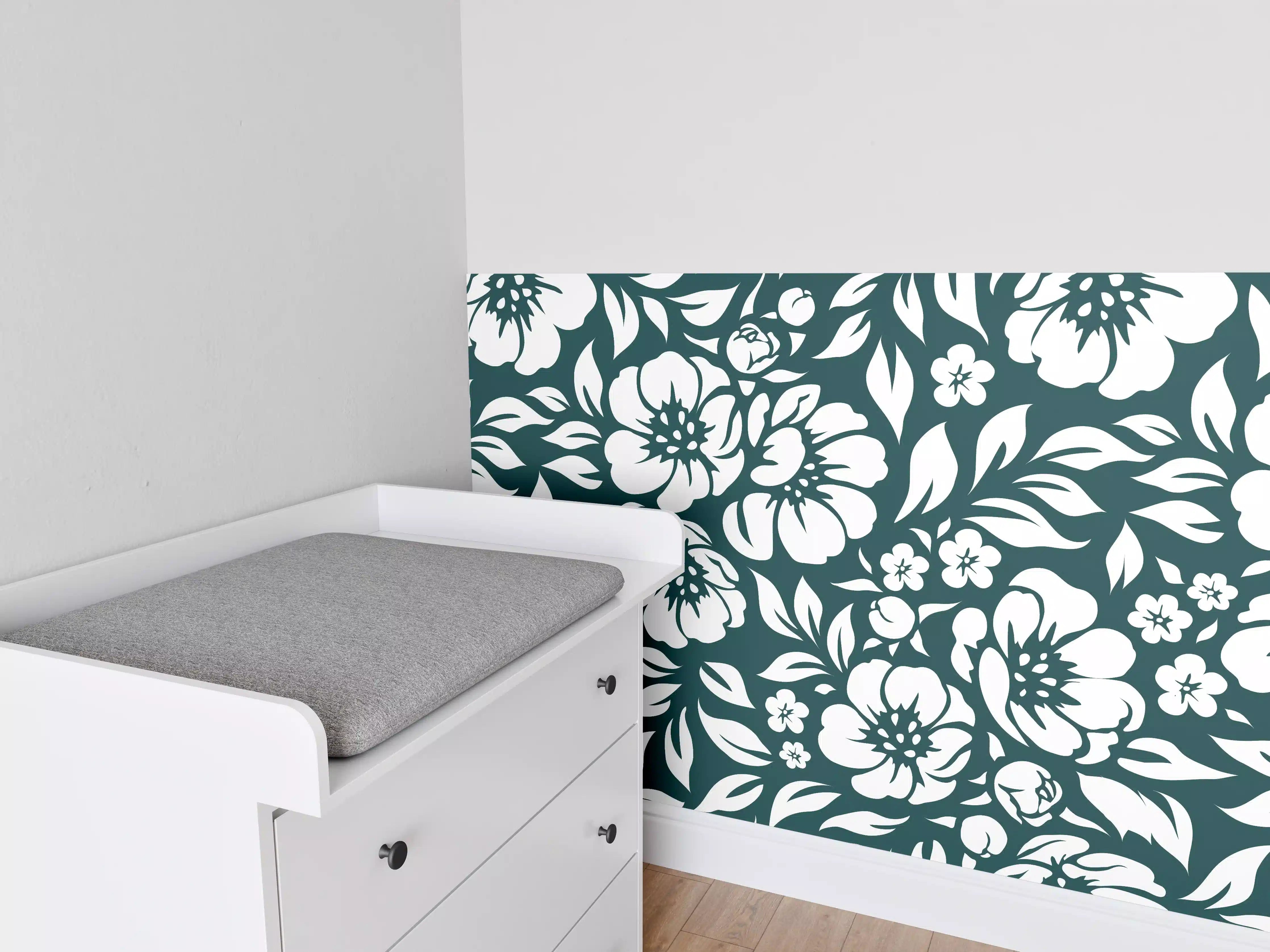 Babyzimmer Wandgestaltung - Blumenmuster in Fliesenform