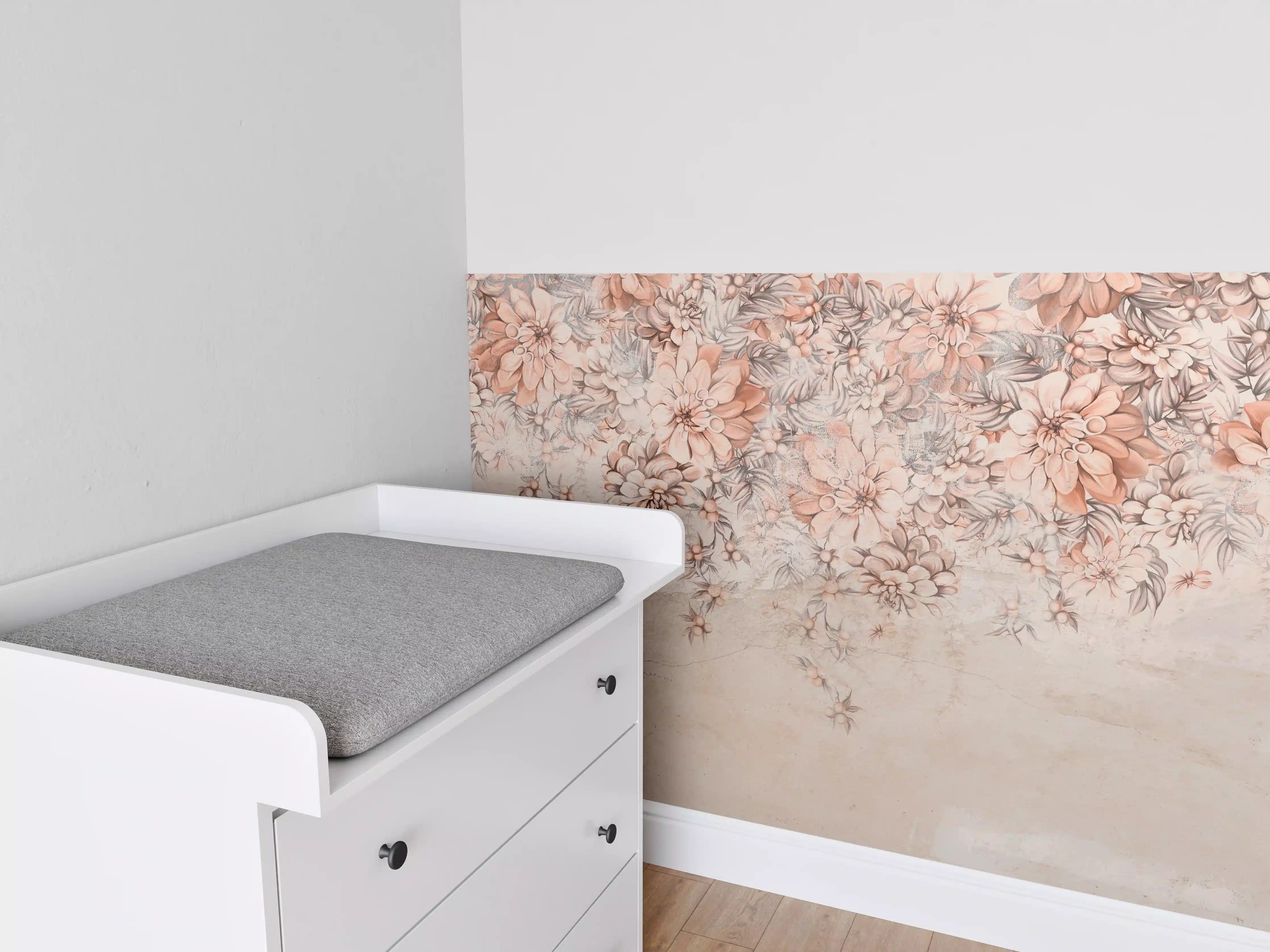 Babyzimmer Wandgestaltung - Blumige Grunge Darstellung