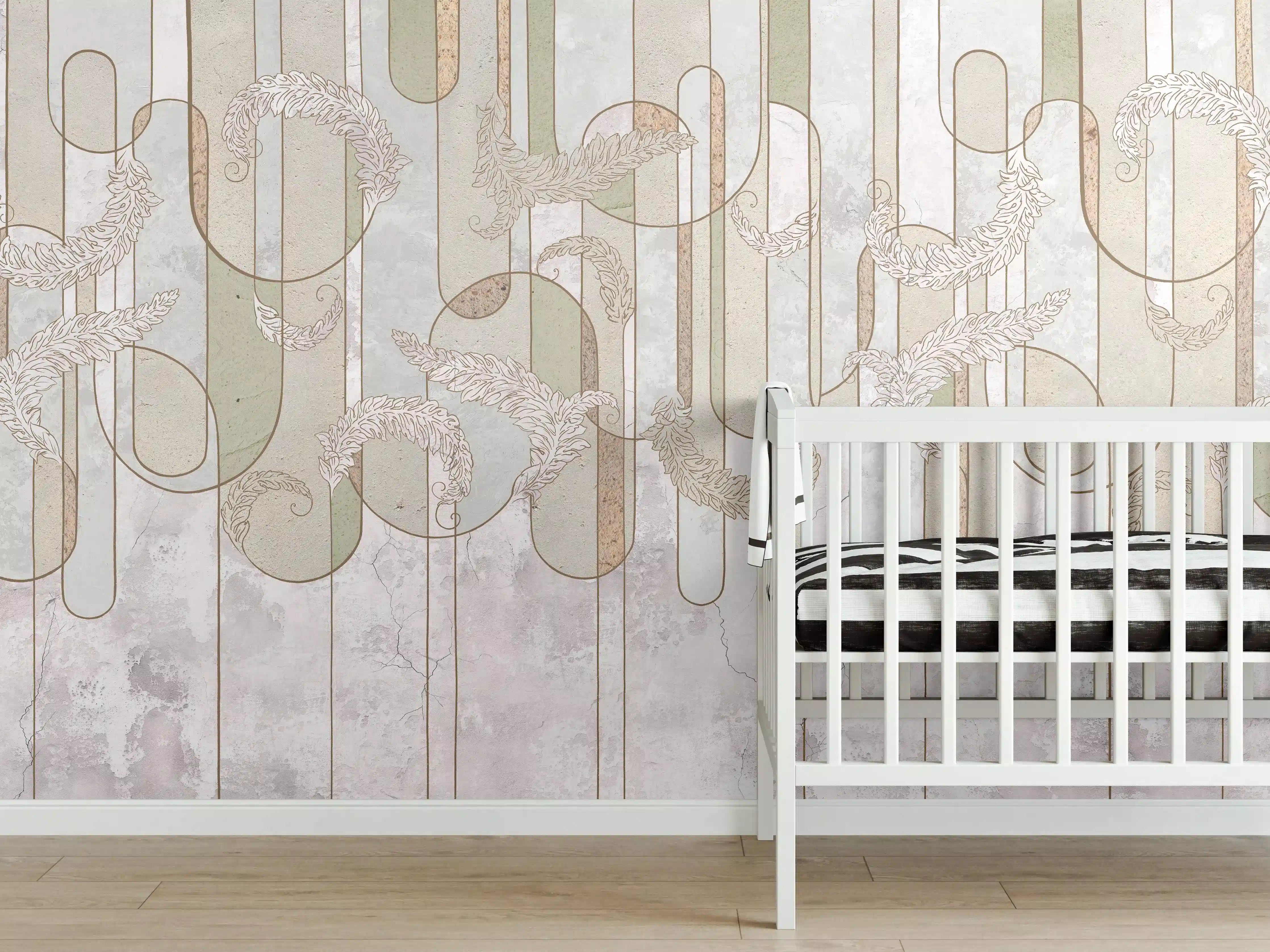 Babyzimmer Wandgestaltung - Blumiges Loft Design