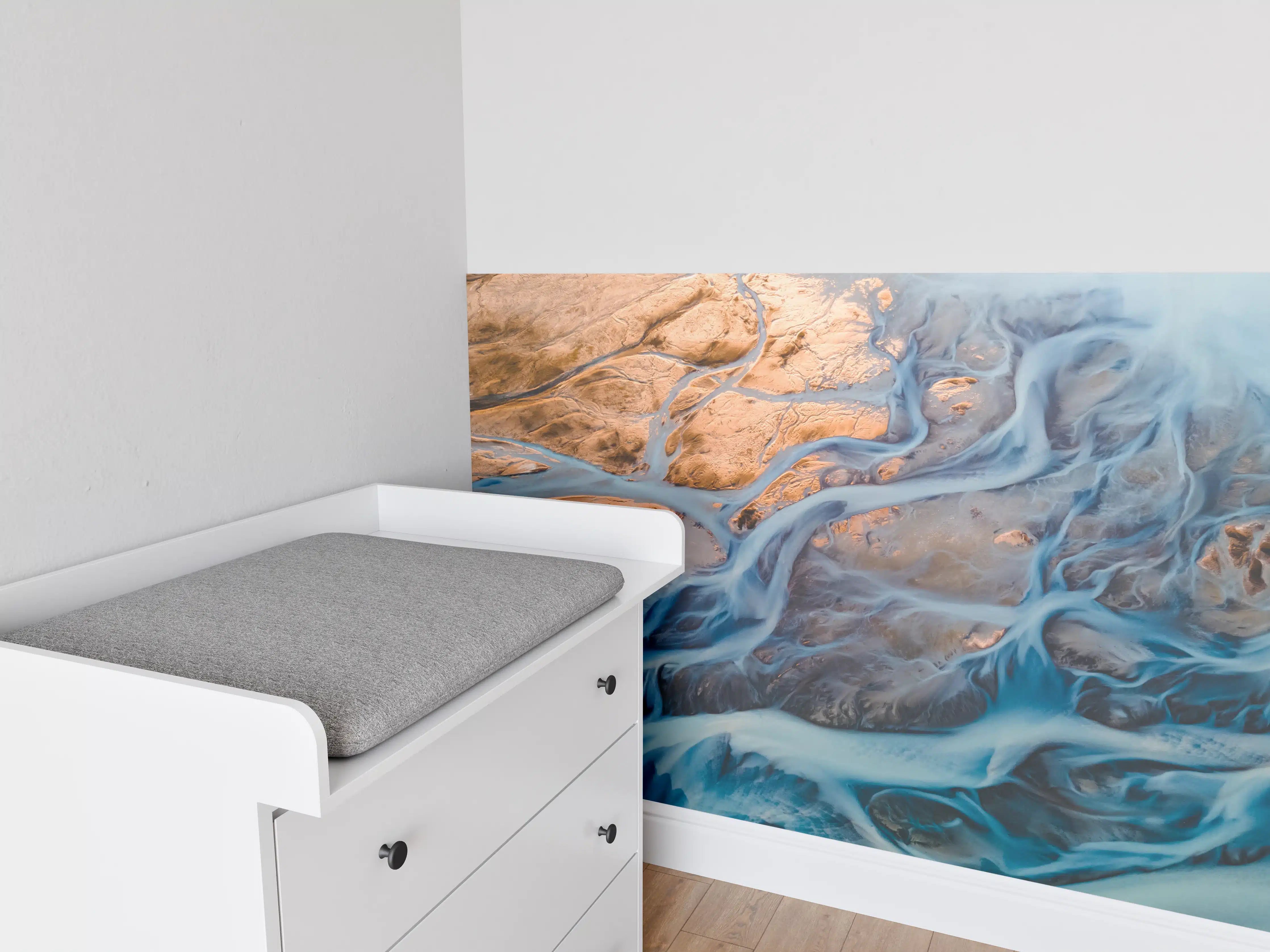 Babyzimmer Wandgestaltung - Bodenbedeckung mit Fluss im Weißen Gebirge