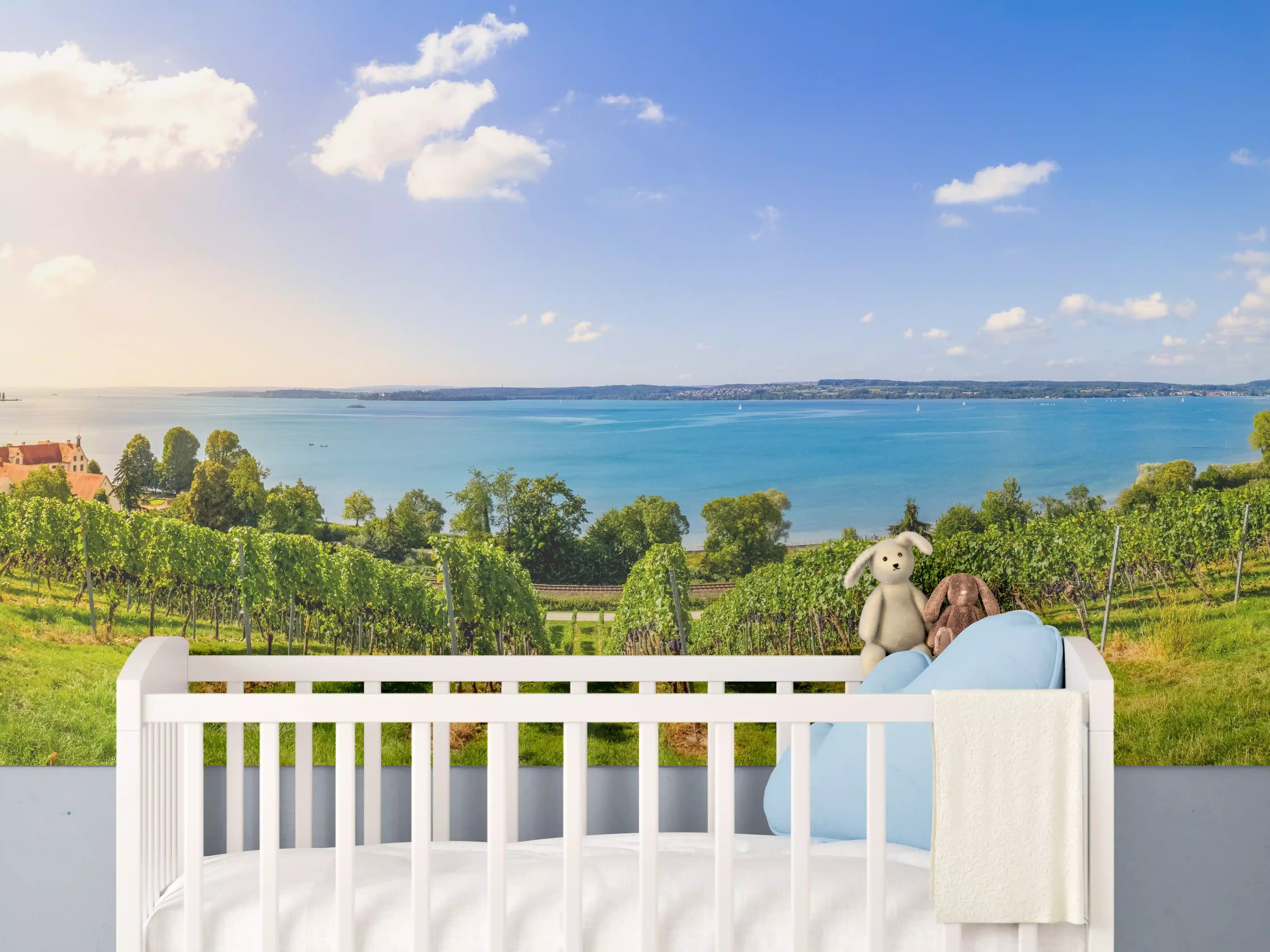 Babyzimmer Wandgestaltung - Bodensee Panorama in Birnau