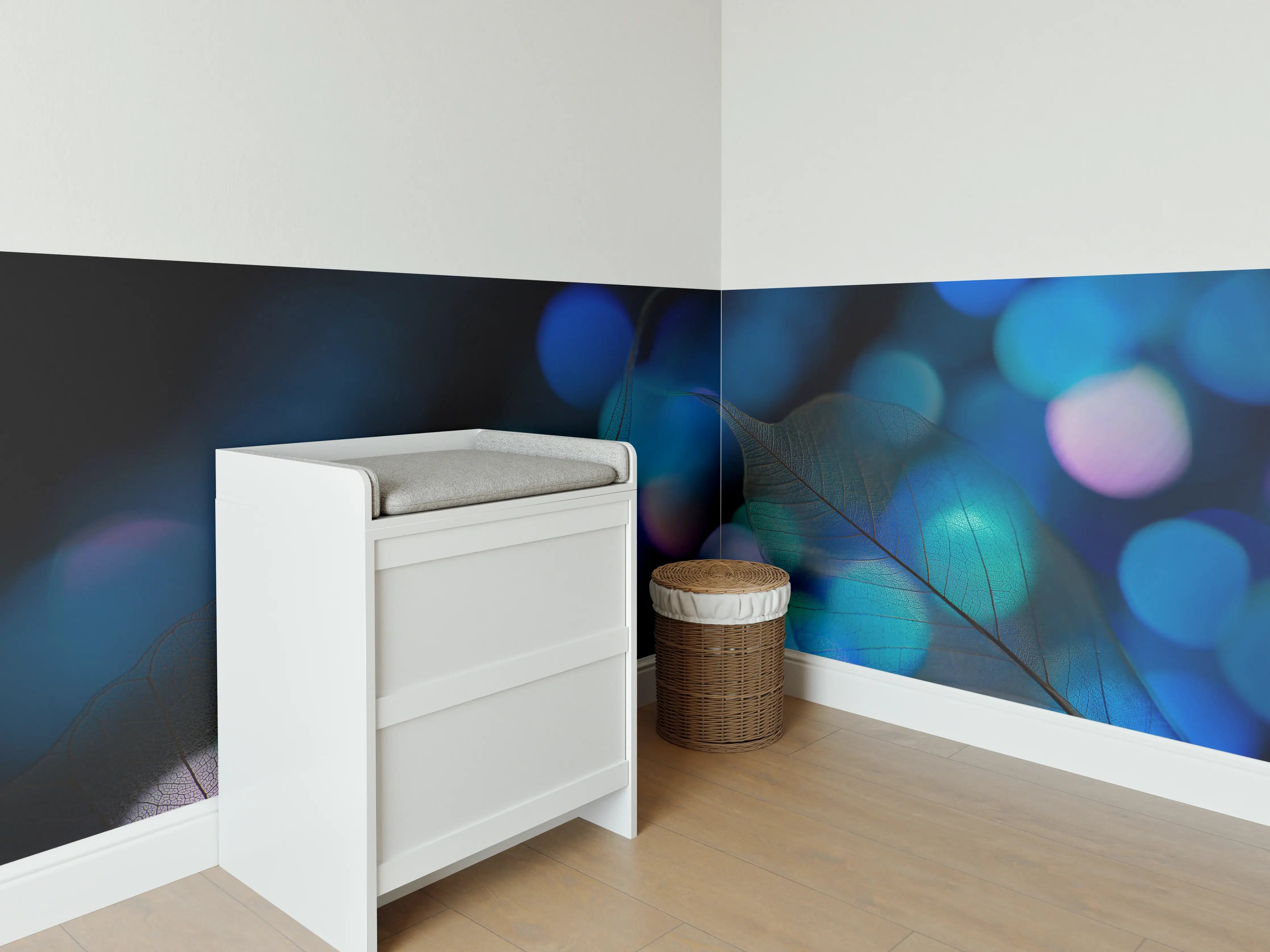 Babyzimmer Wandgestaltung - Bokeh-Blattvenen-Textur