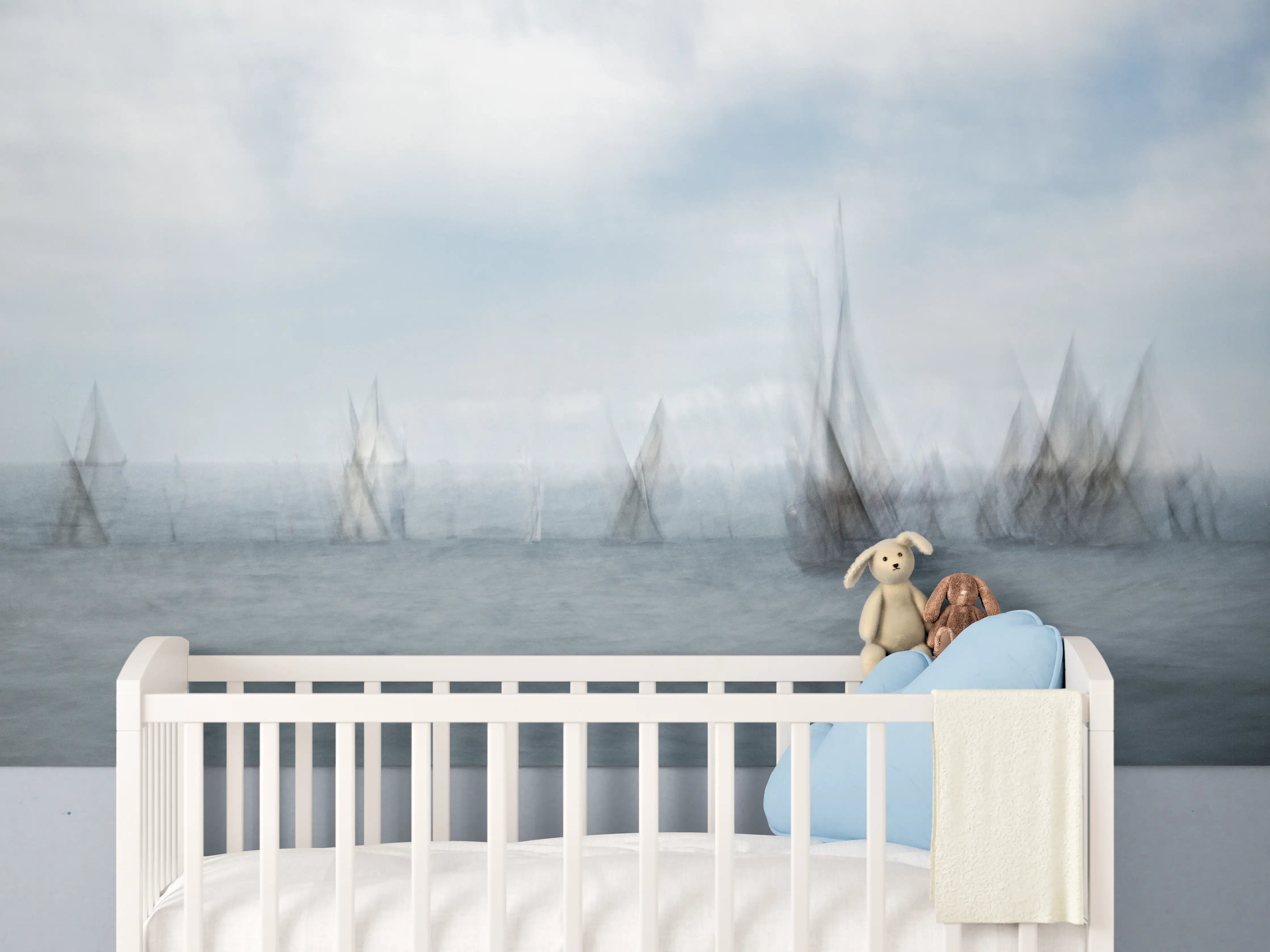 Babyzimmer Wandgestaltung - Boote im Meer - Unscharf