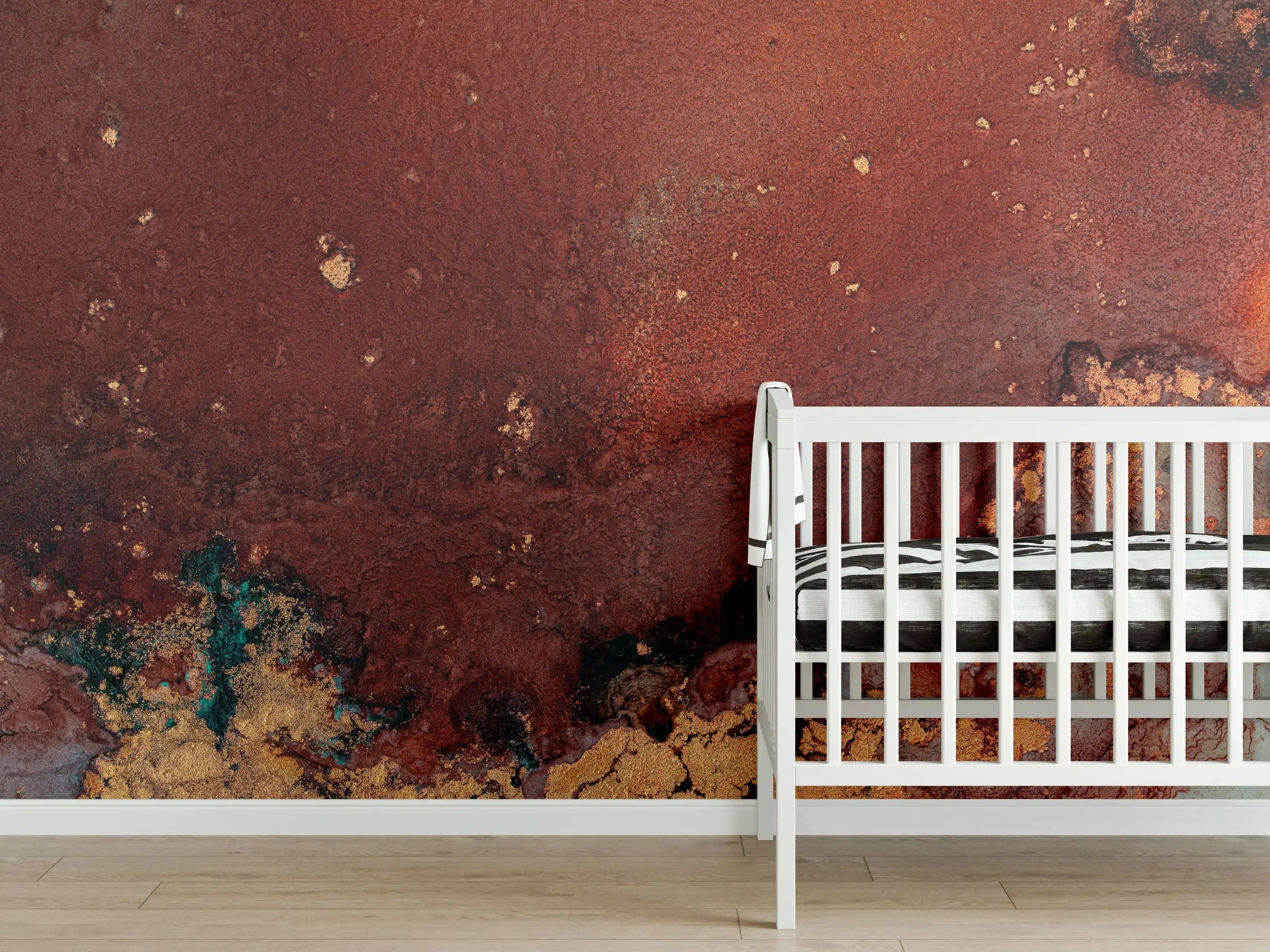 Babyzimmer Wandgestaltung - Bräunliche Marmor Textur - Flüssigmalerei