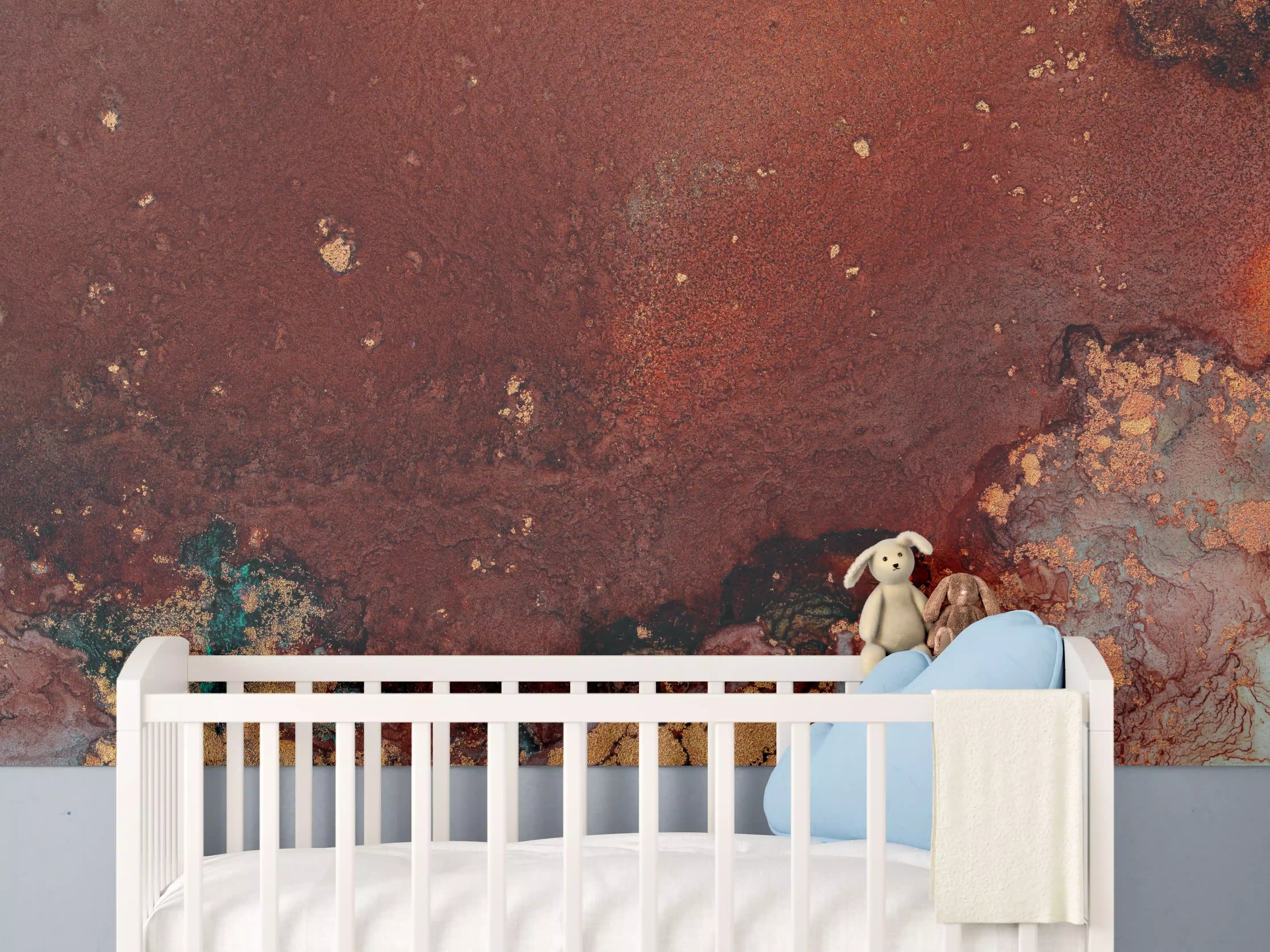 Babyzimmer Wandgestaltung - Bräunliche Marmor Textur - Flüssigmalerei