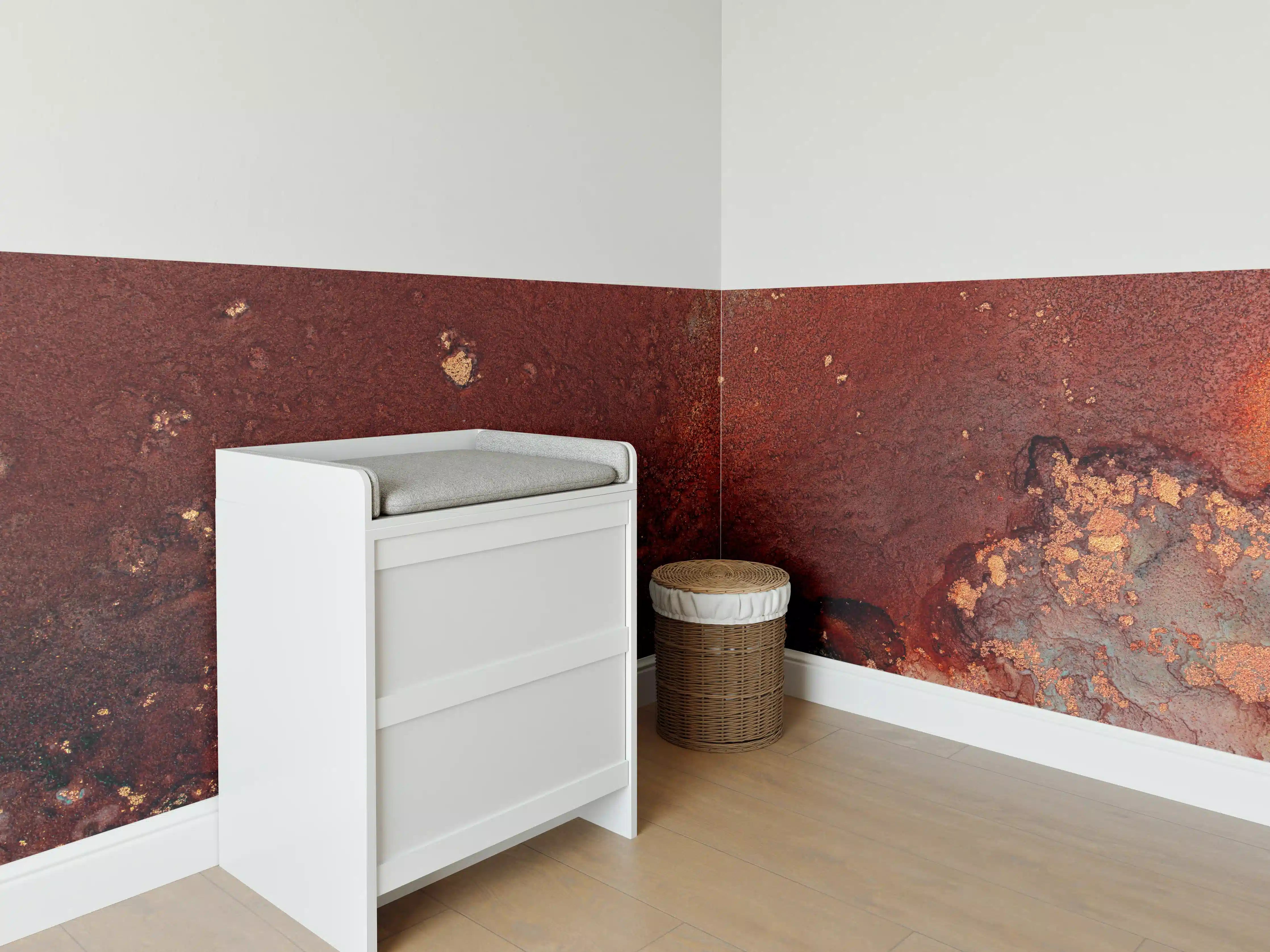 Babyzimmer Wandgestaltung - Bräunliche Marmor Textur - Flüssigmalerei