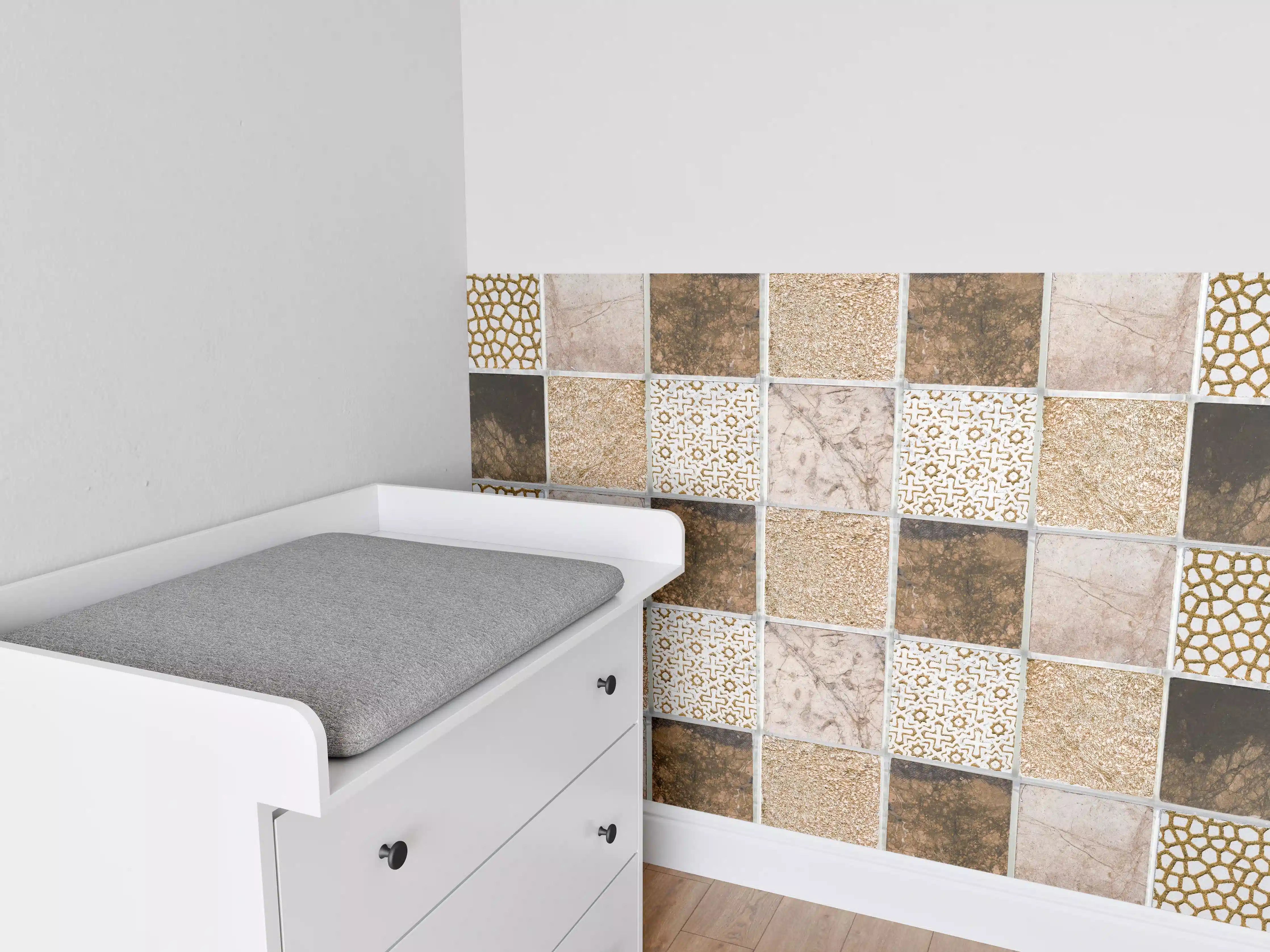 Babyzimmer Wandgestaltung - Bräunliche quadratische Mosaiktextur 