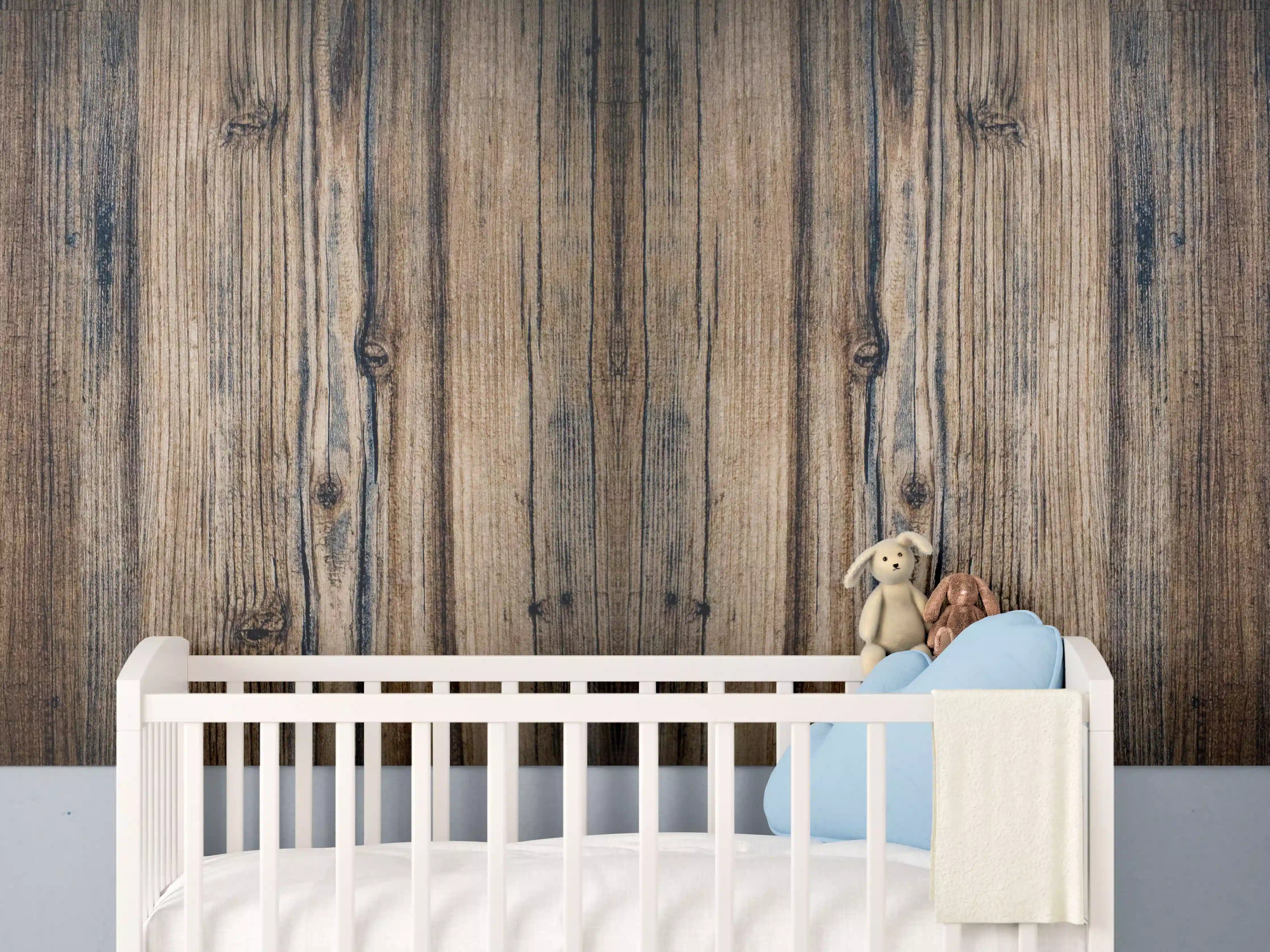 Babyzimmer Wandgestaltung - Bräunlicher Holz Hintergrund