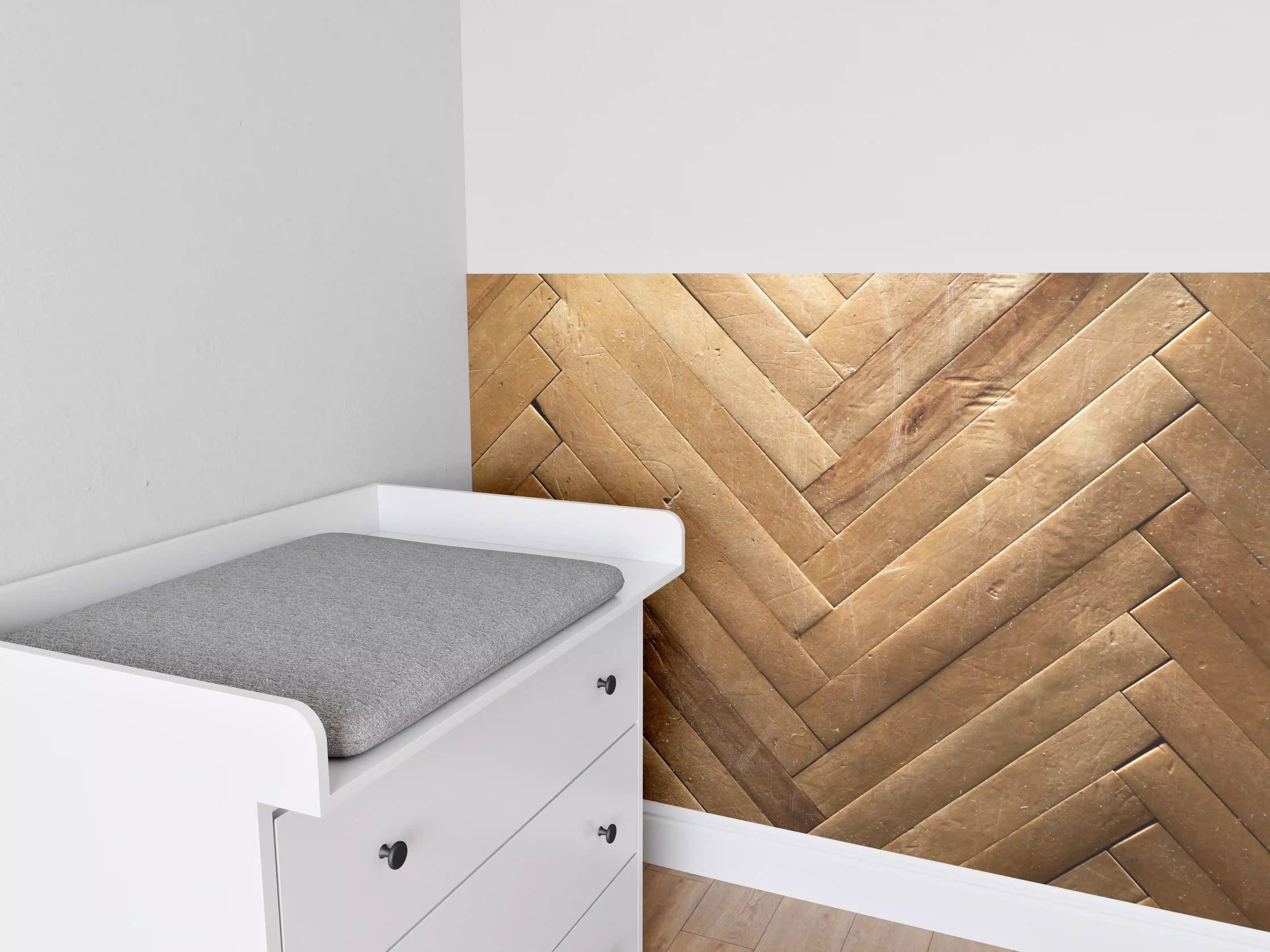 Babyzimmer Wandgestaltung - Bräunliches Holzbrett Muster