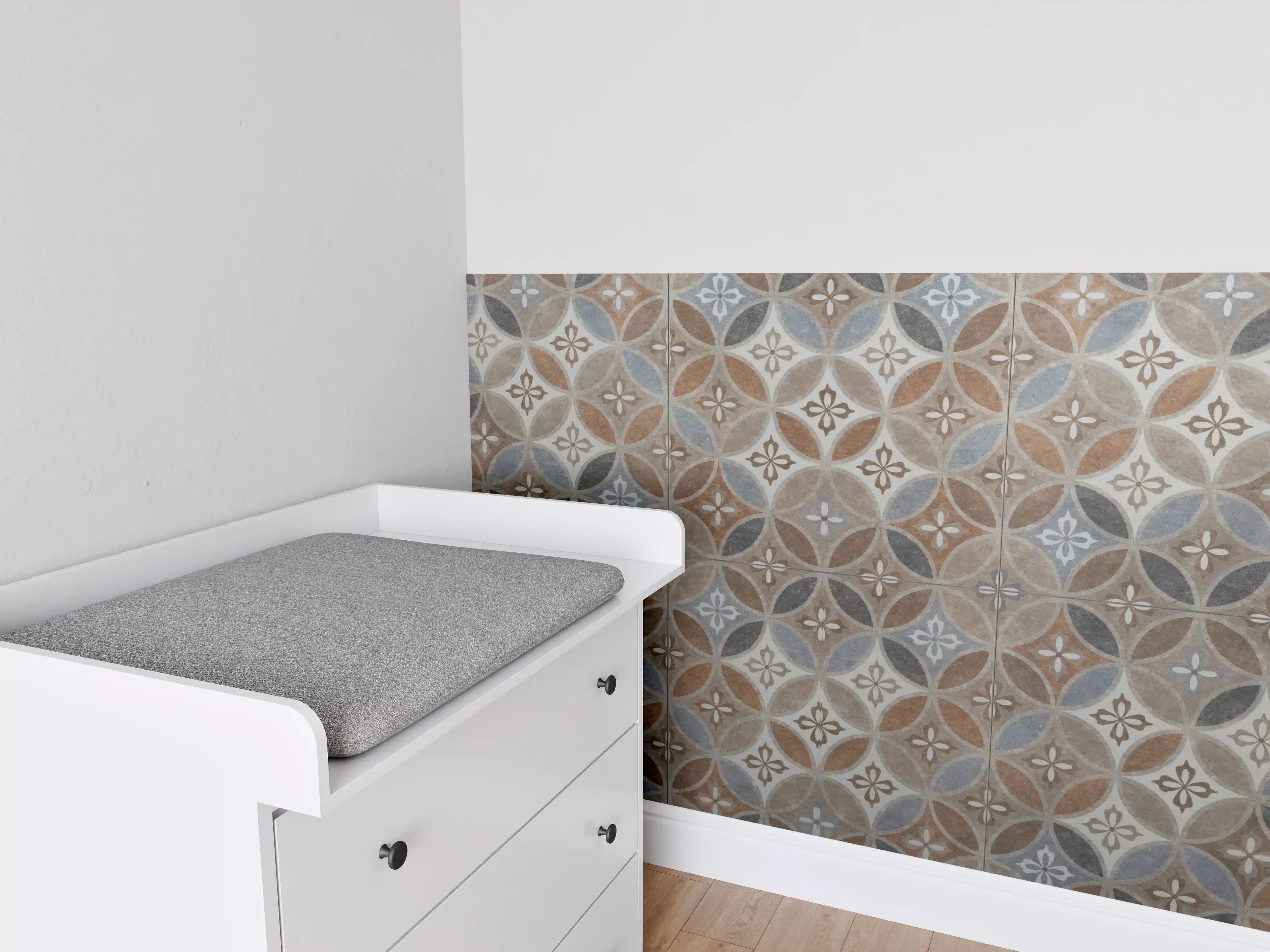 Babyzimmer Wandgestaltung - Braun-Beiges Vintage Mosaik