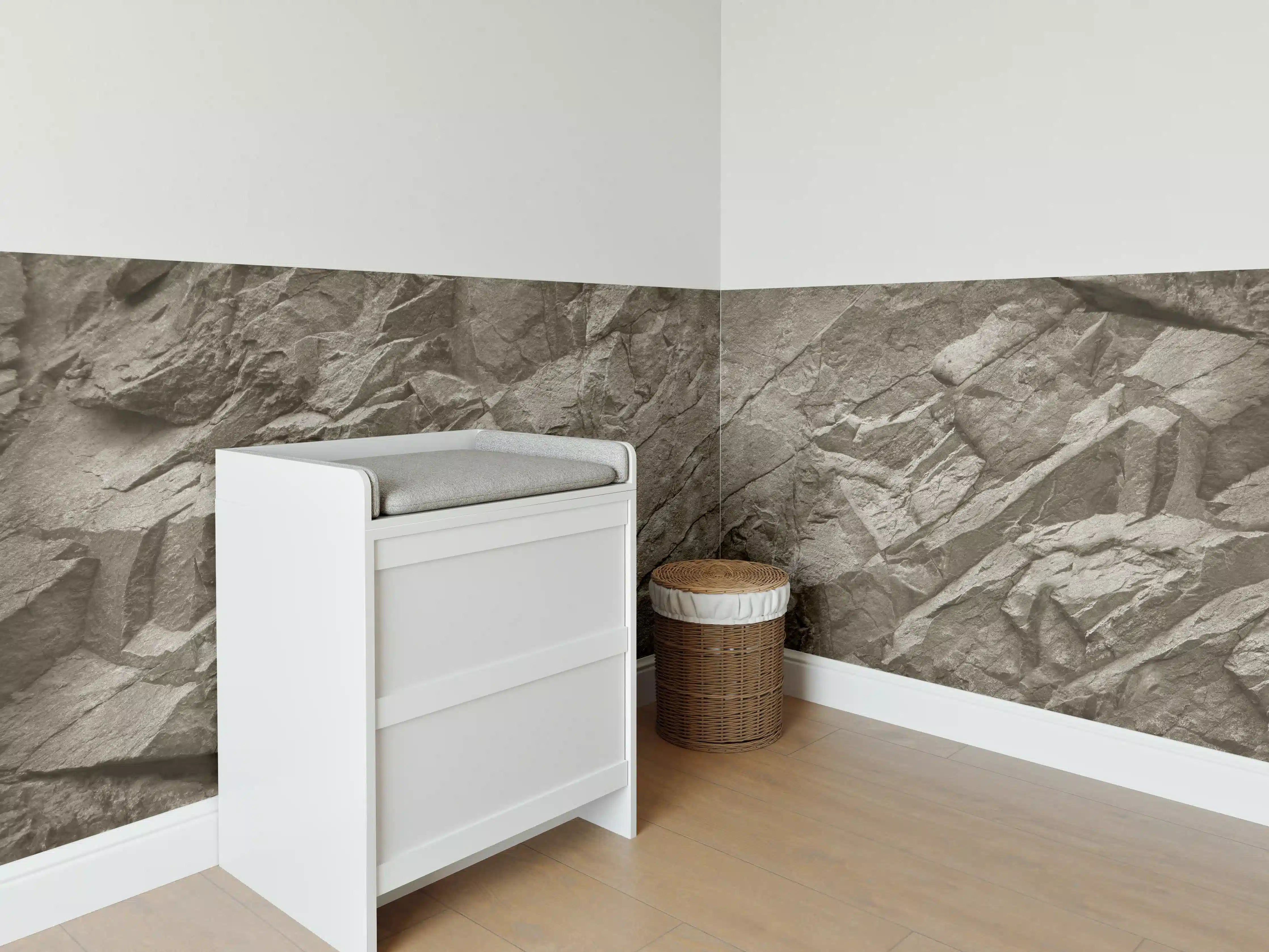 Babyzimmer Wandgestaltung - Braun-Graue Steintextur