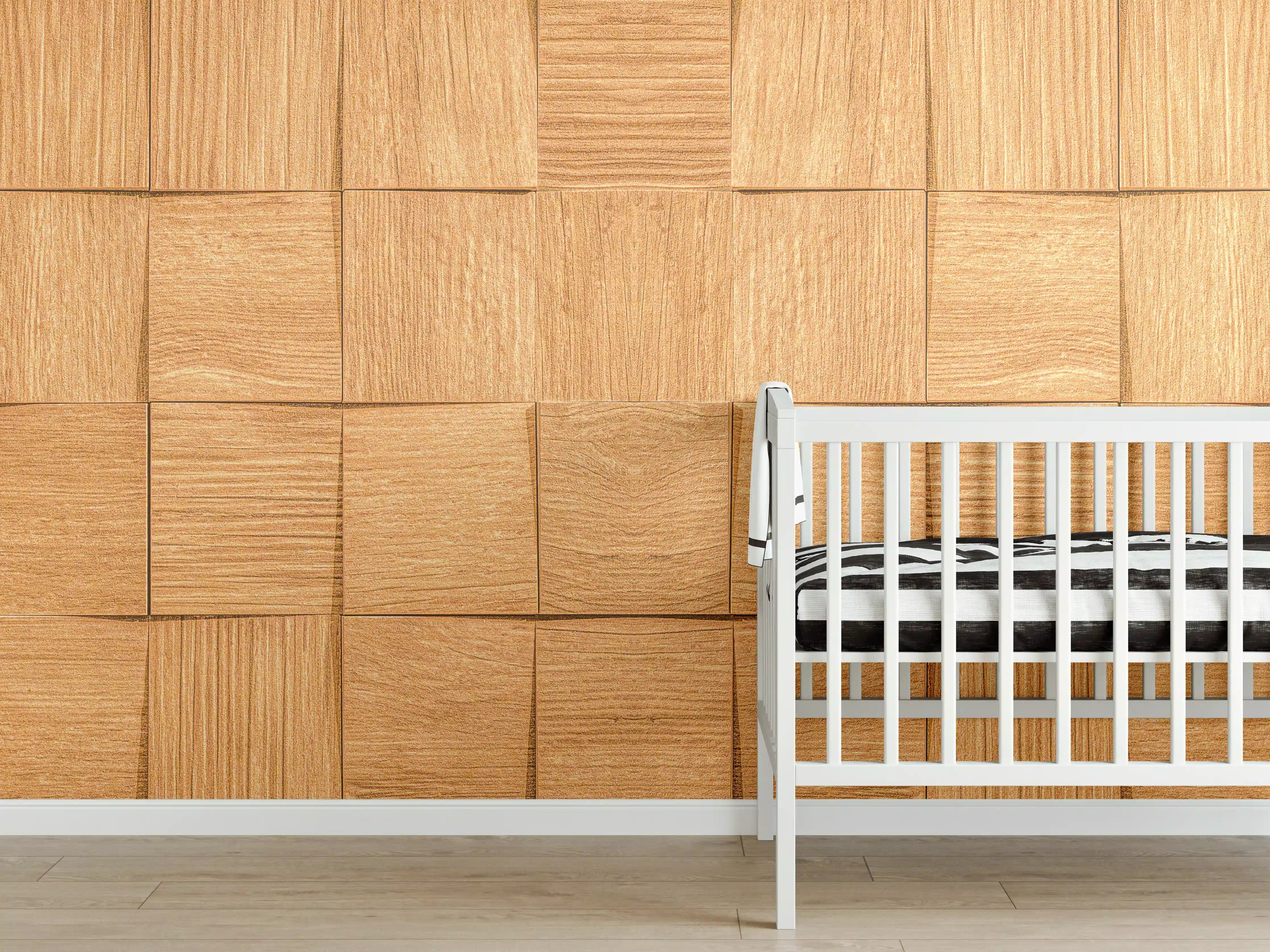 Babyzimmer Wandgestaltung - Braune Holzwürfeltextur