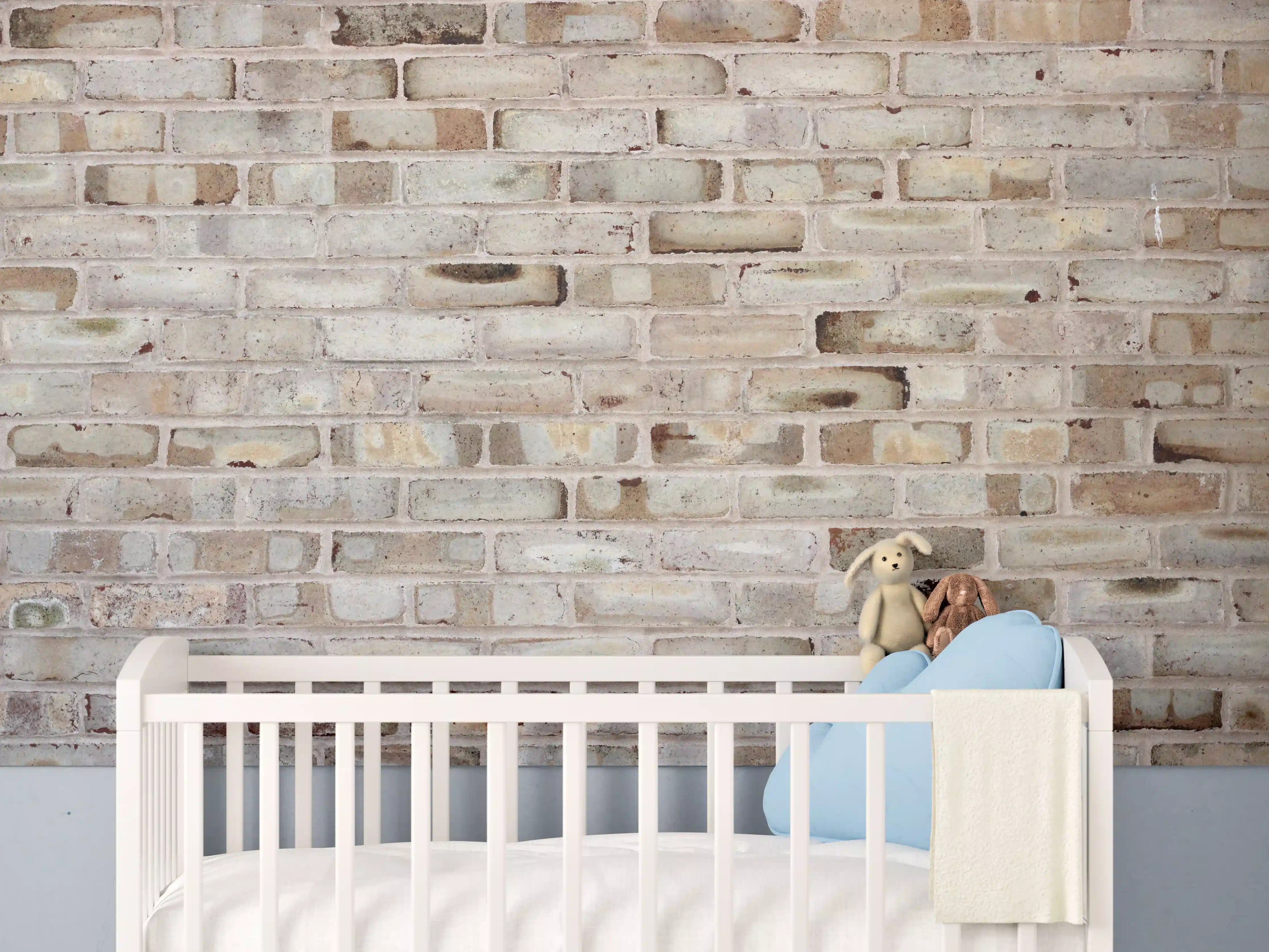 Babyzimmer Wandgestaltung - Braune verschimmelte Ziegelmauer