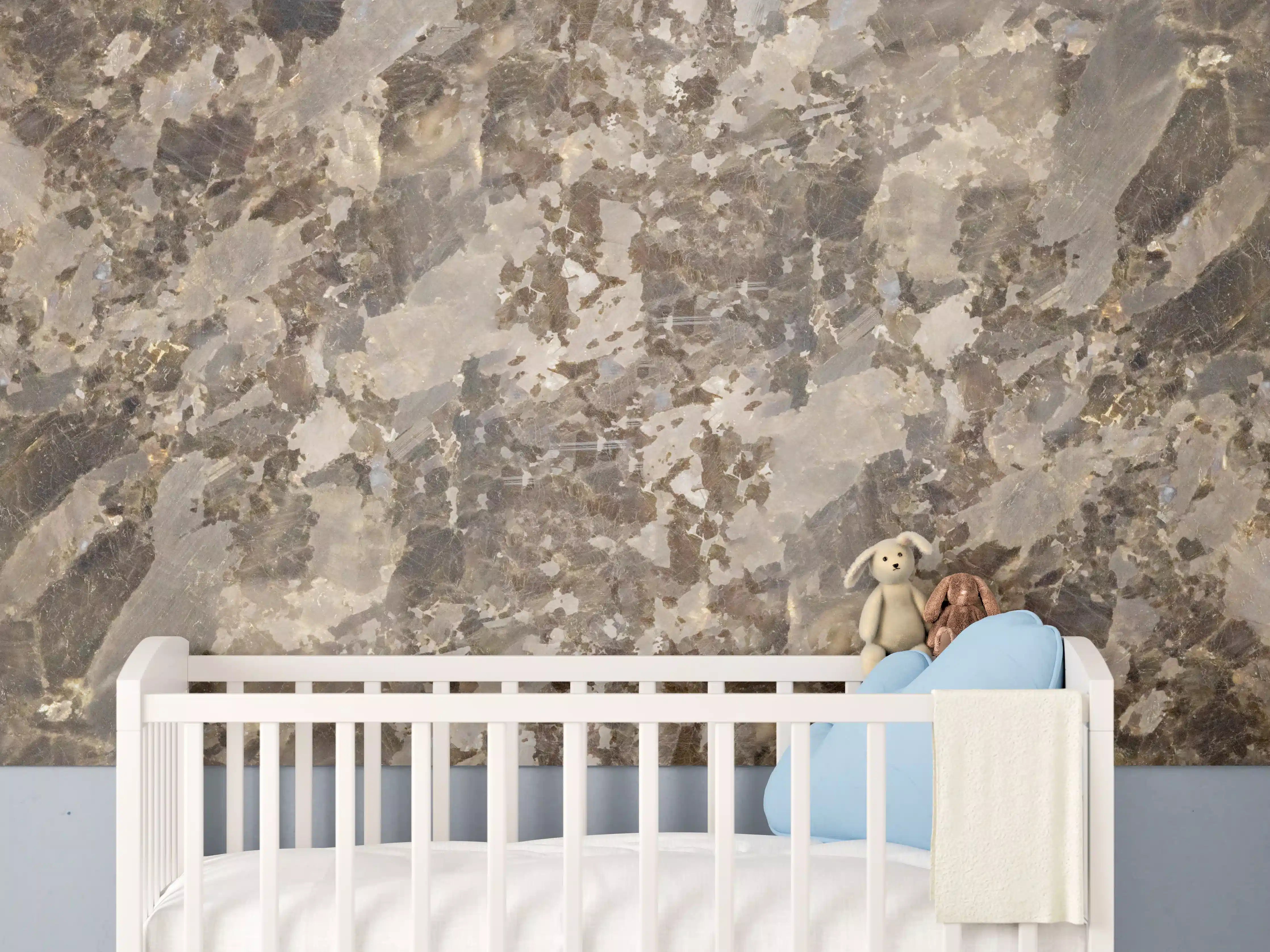 Babyzimmer Wandgestaltung - Brauner Marmor