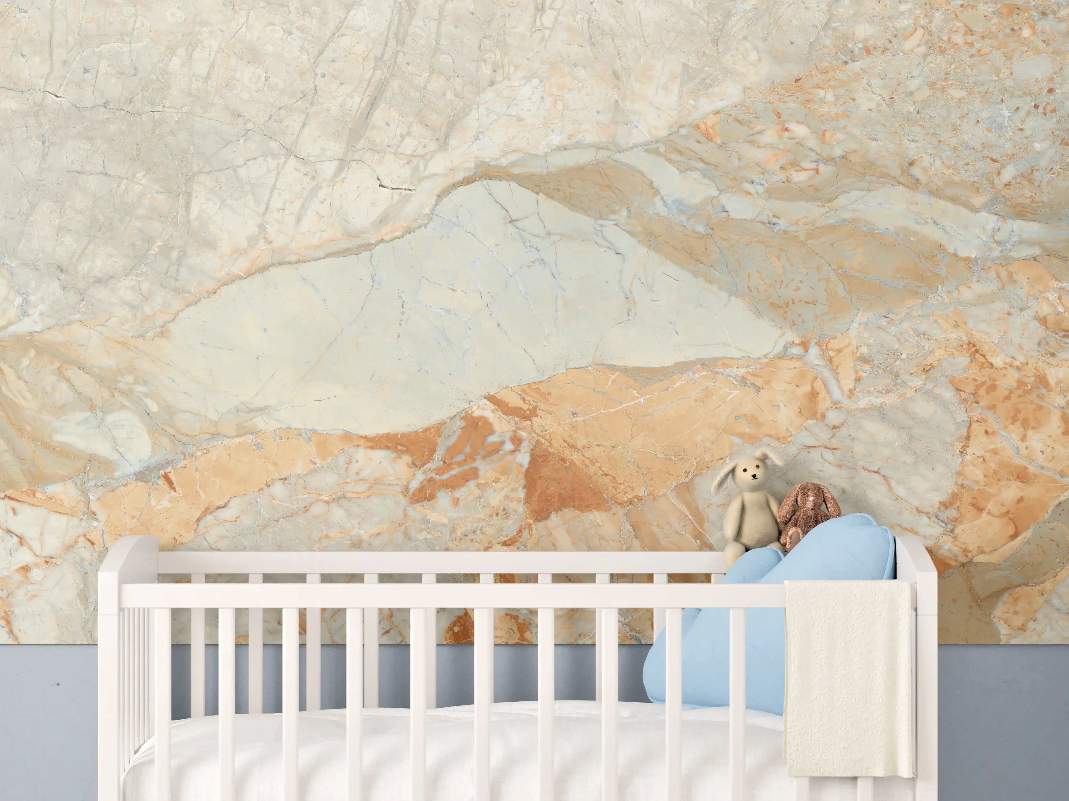 Babyzimmer Wandgestaltung - Brauner Marmor mit Adern